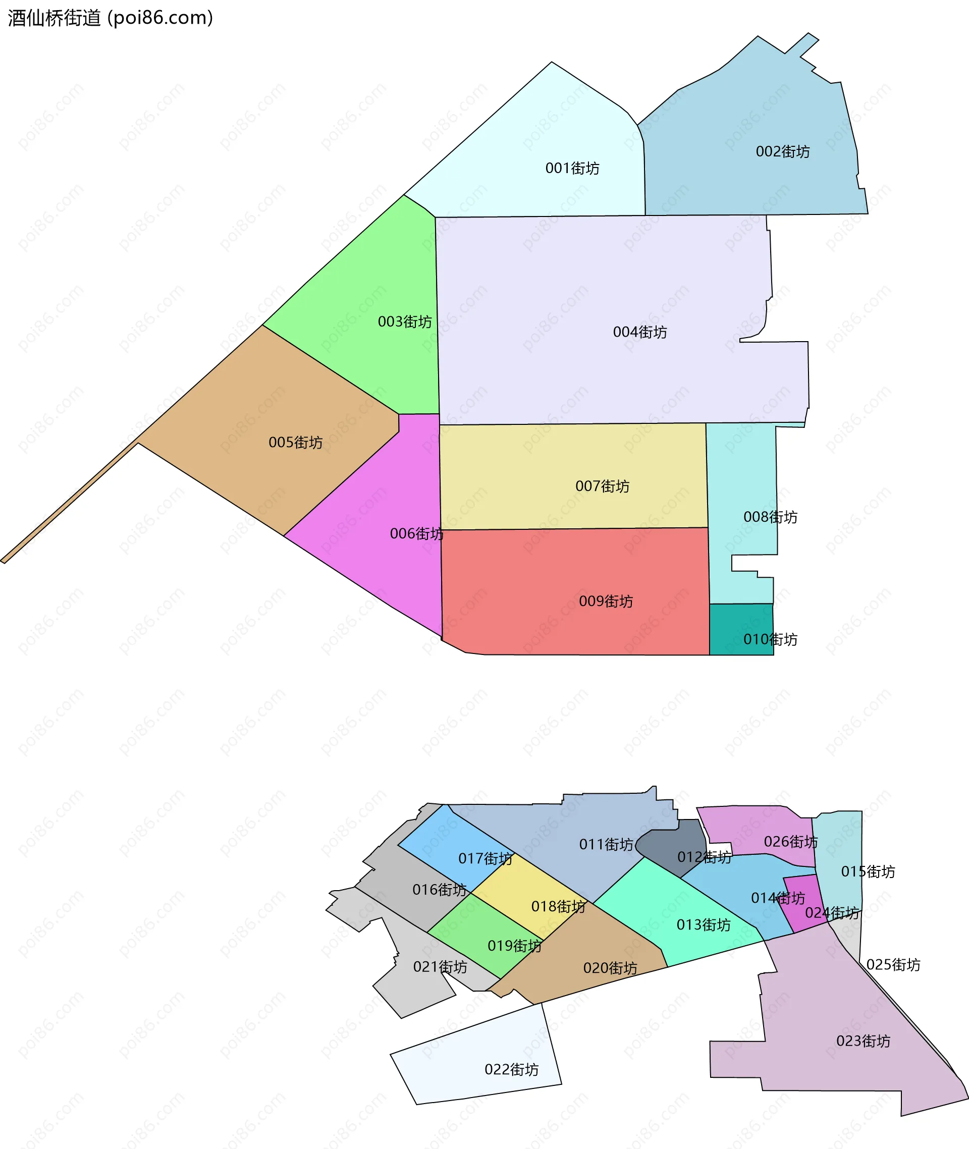 酒仙桥街道边界地图(五级行政区划)