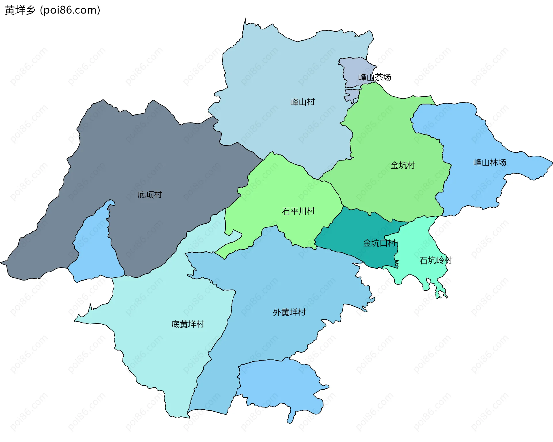 黄垟乡边界地图(五级行政区划)