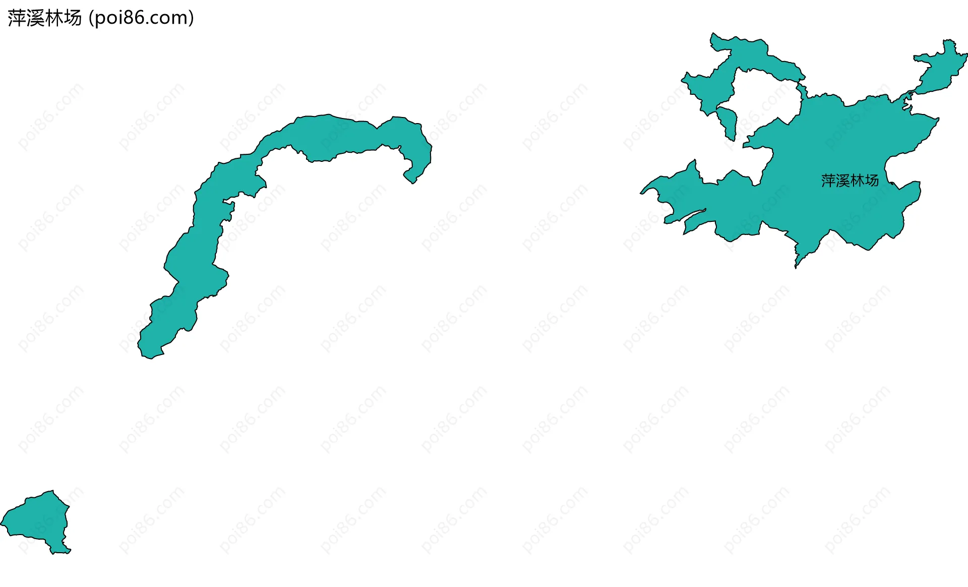萍溪林场边界地图(五级行政区划)