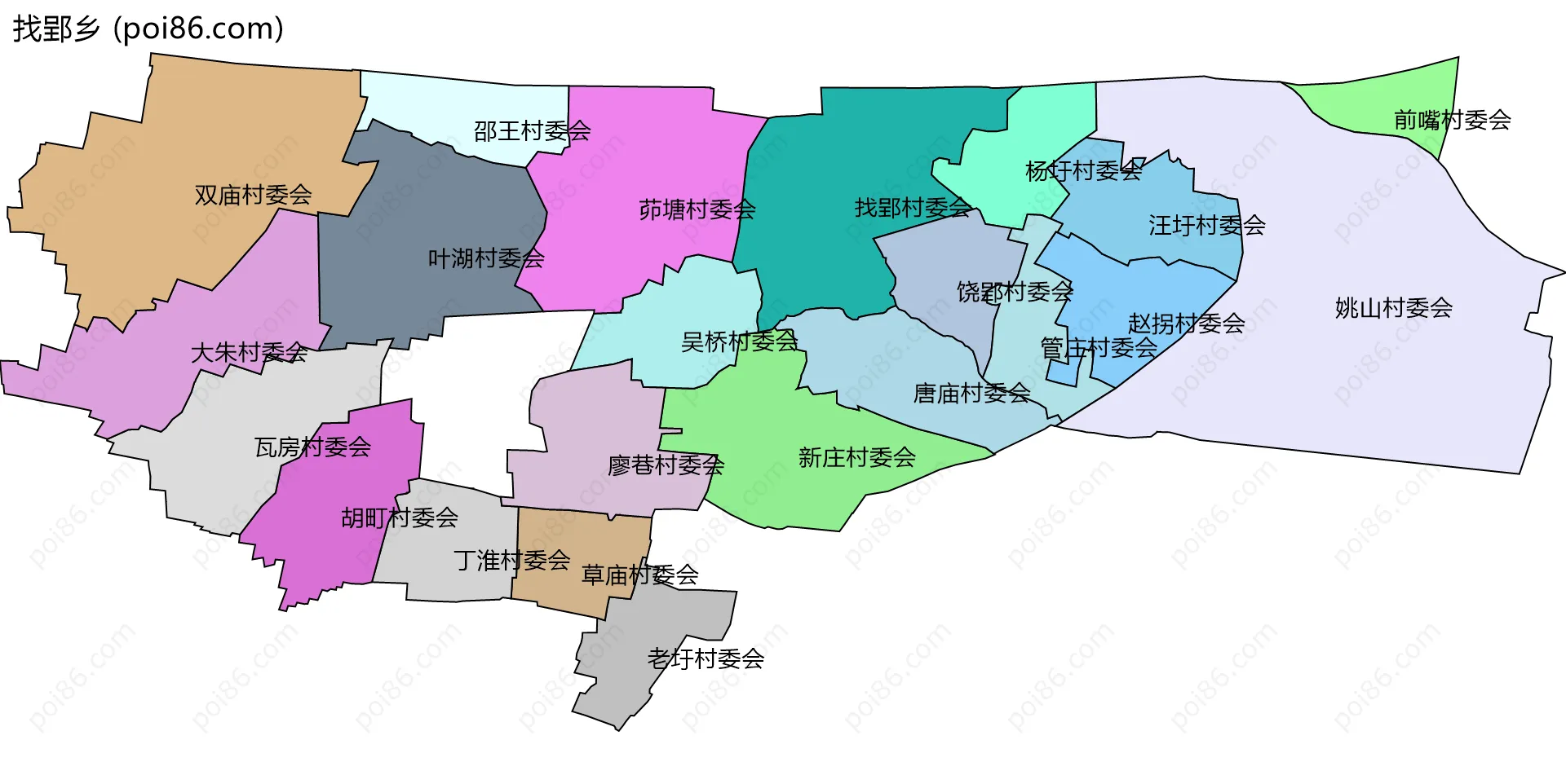 找郢乡边界地图(五级行政区划)