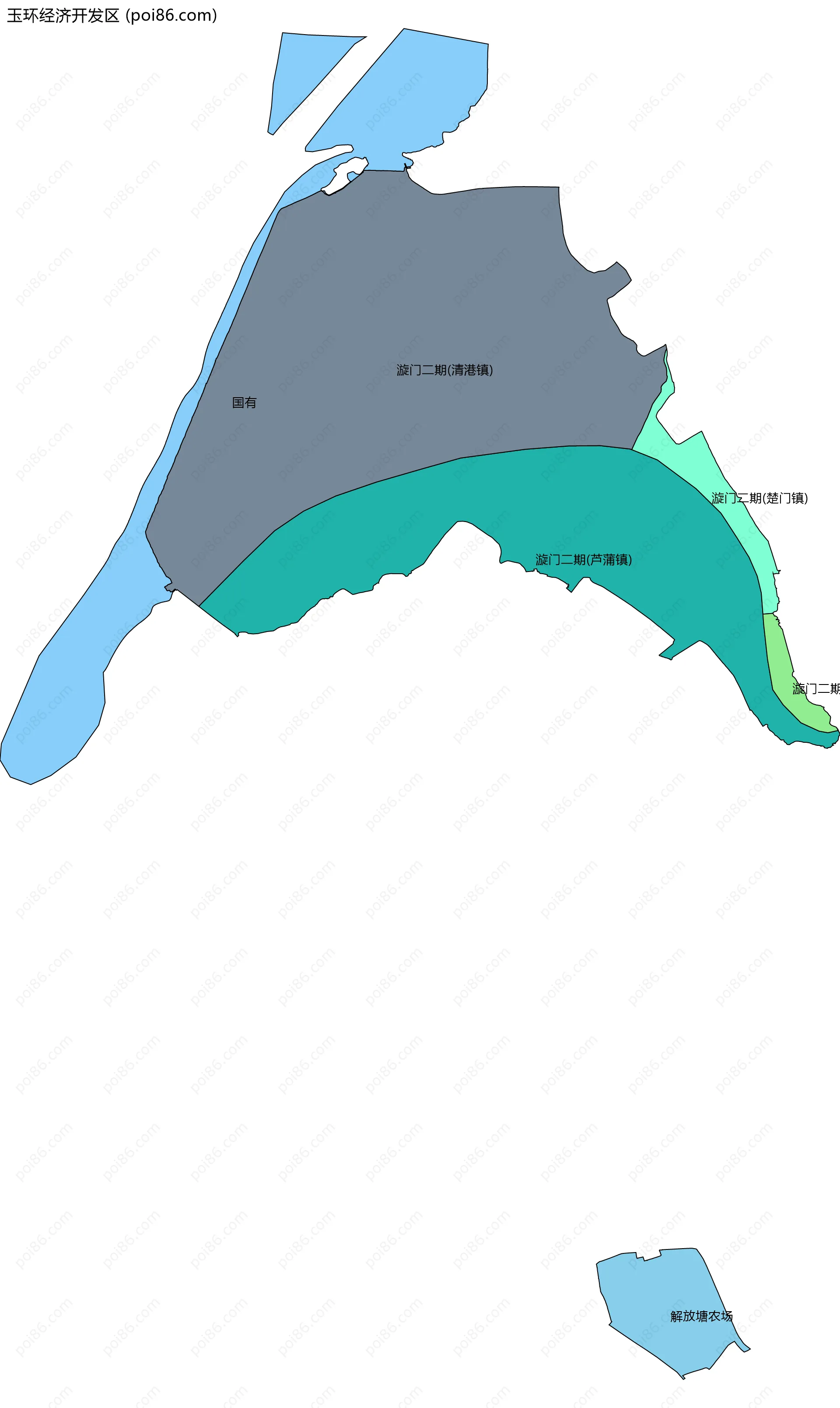 玉环经济开发区边界地图(五级行政区划)