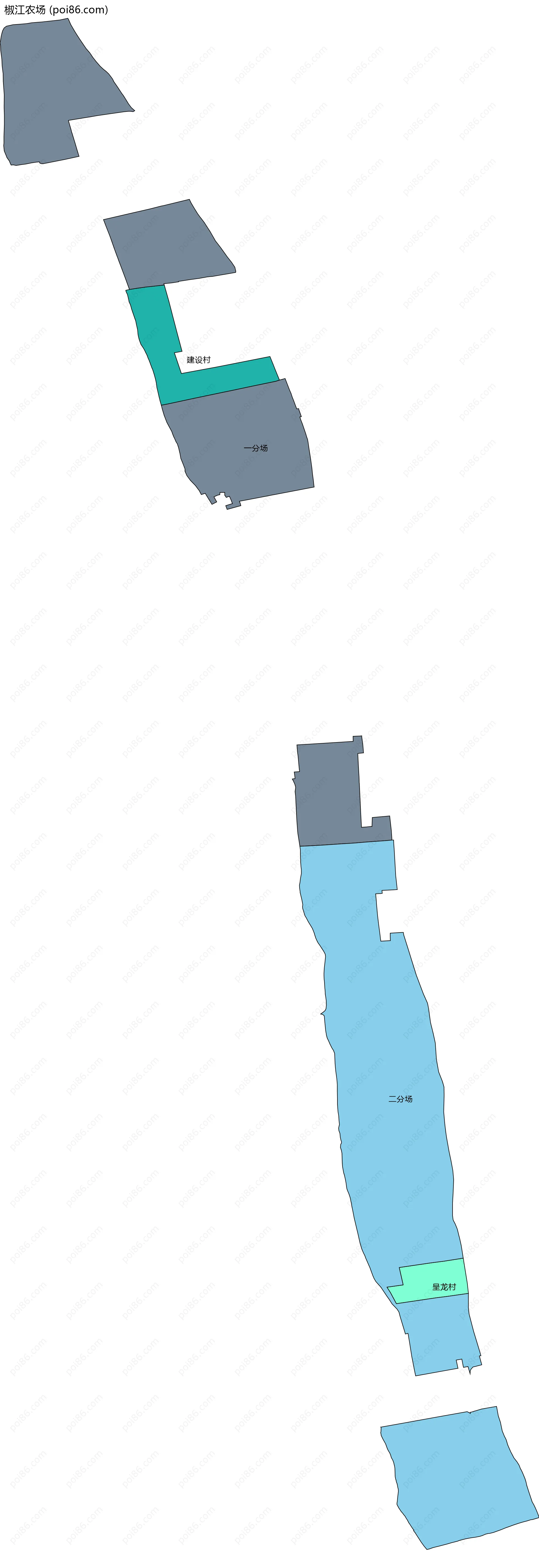 椒江农场边界地图(五级行政区划)