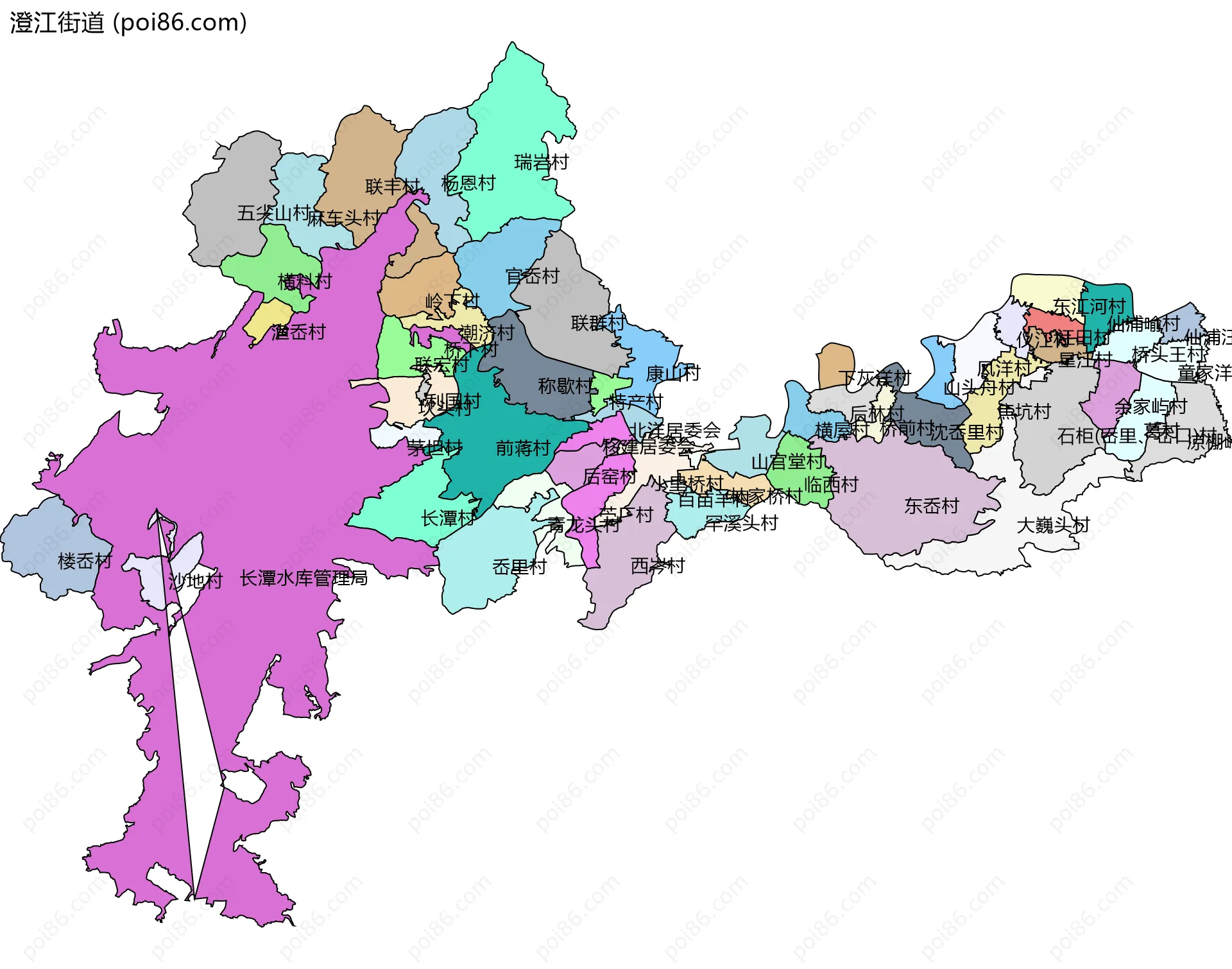 澄江街道边界地图(五级行政区划)