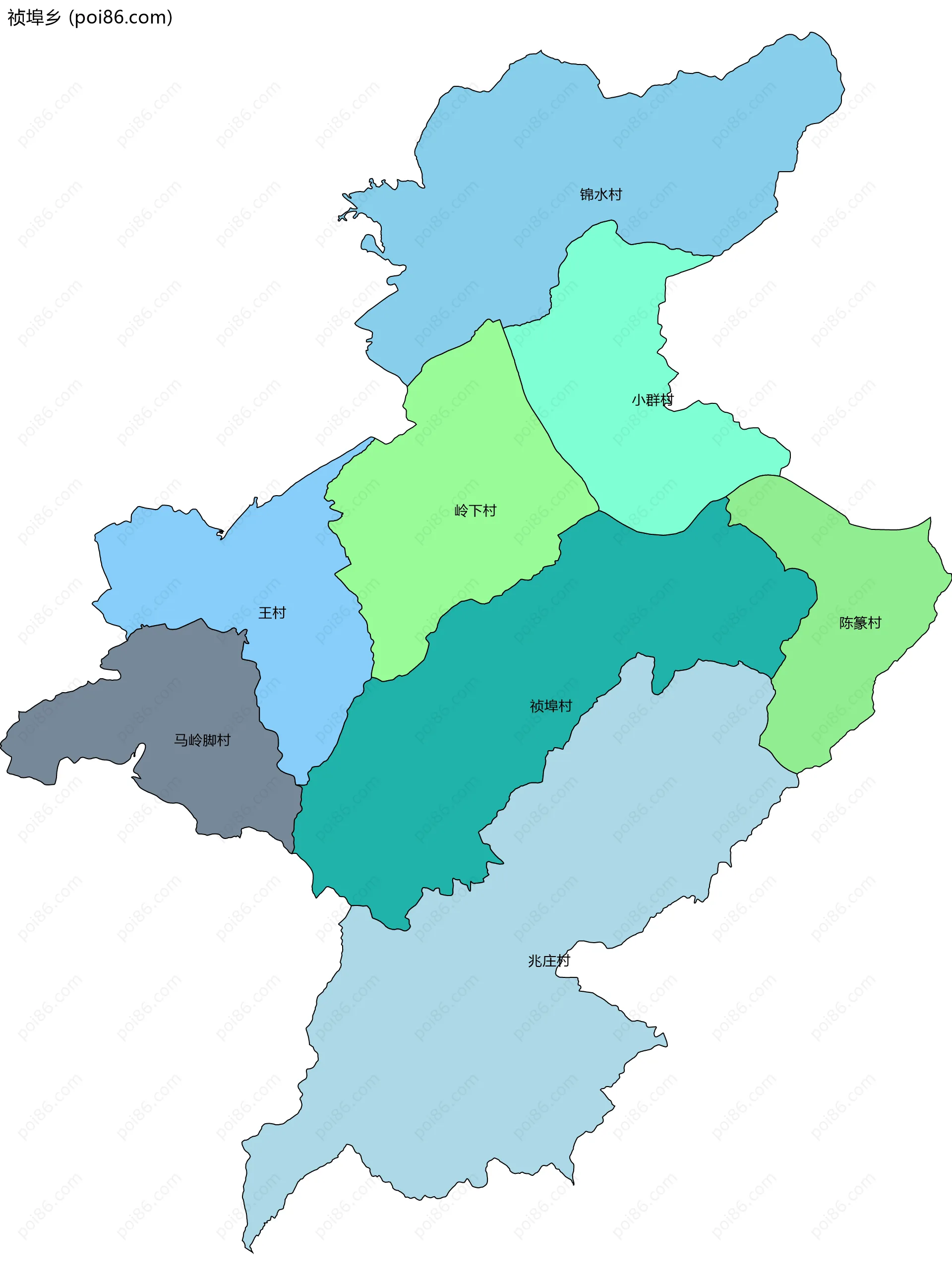 祯埠乡边界地图(五级行政区划)