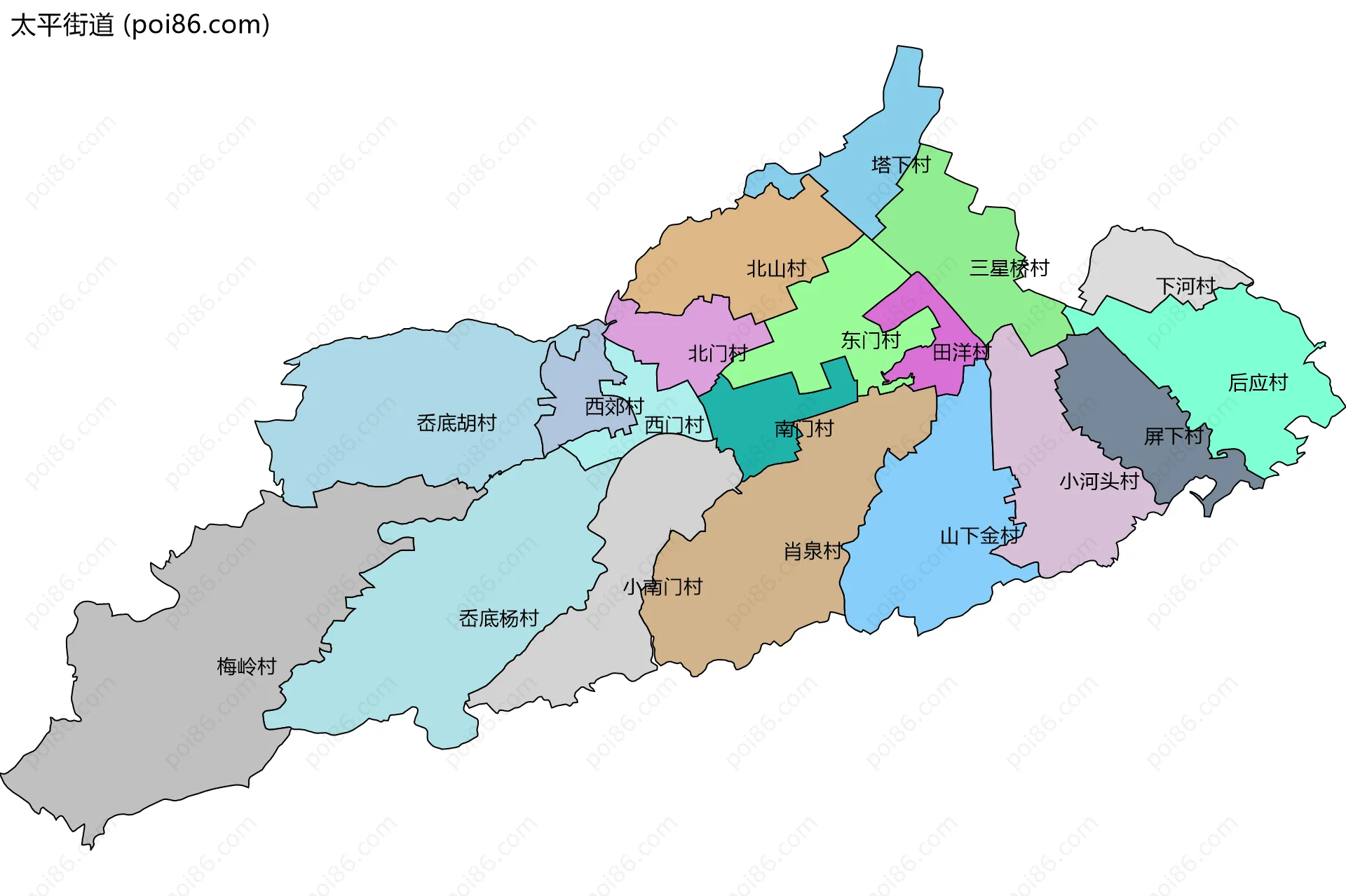 太平街道边界地图(五级行政区划)