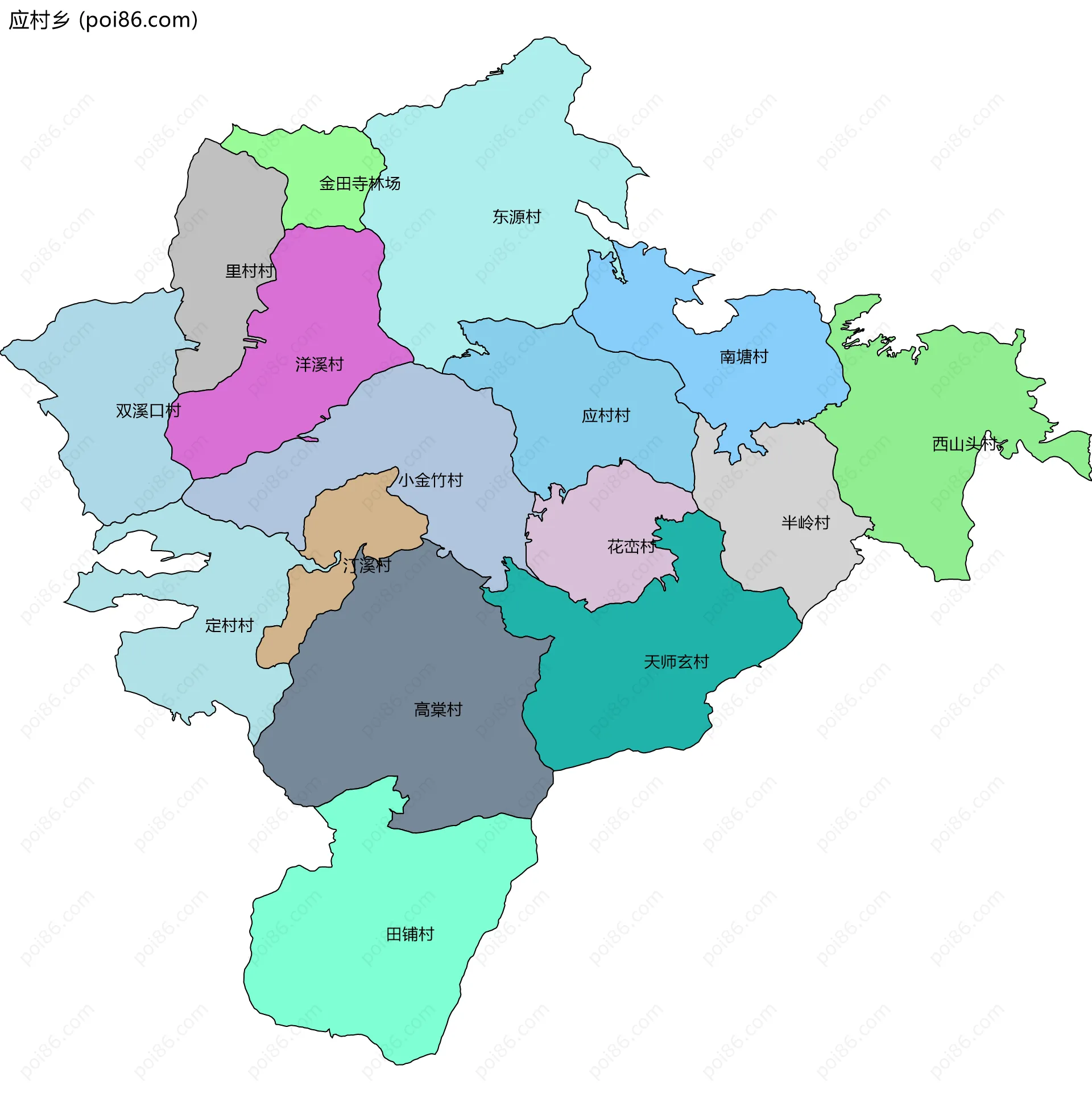 应村乡边界地图(五级行政区划)