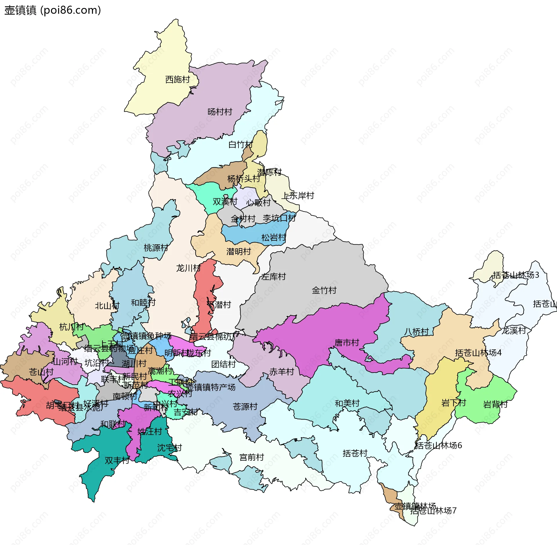 壶镇镇边界地图(五级行政区划)