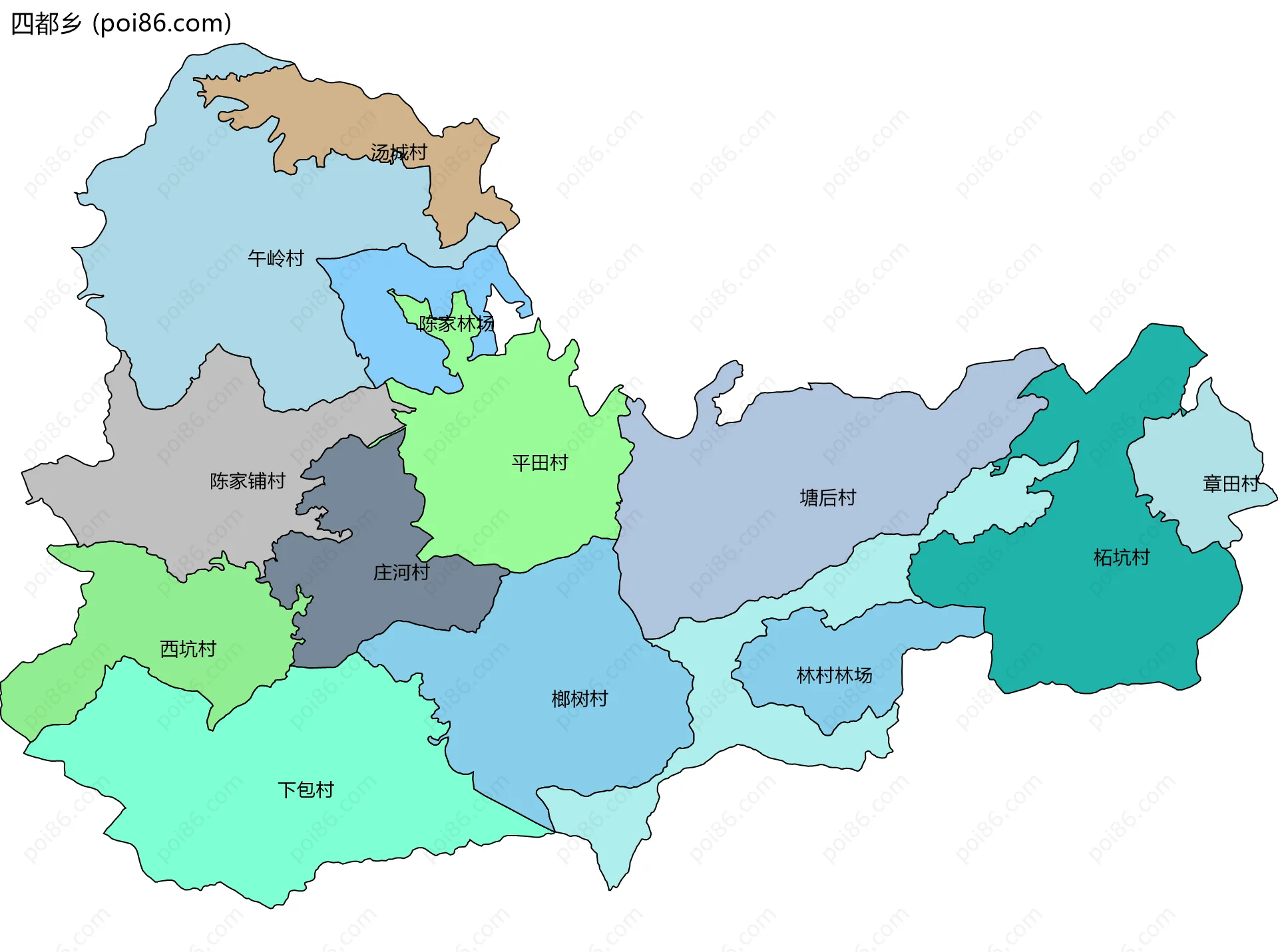 四都乡边界地图(五级行政区划)