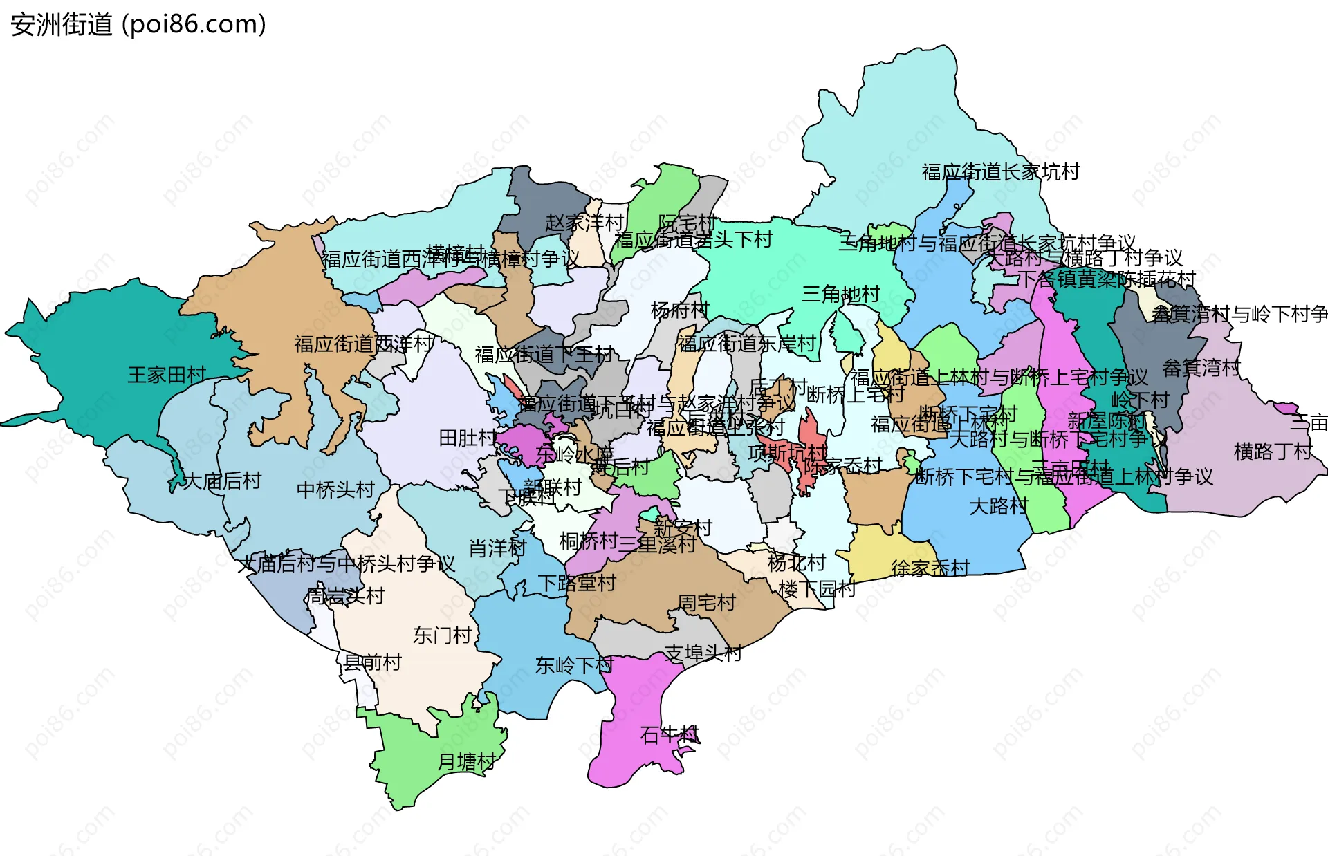 安洲街道边界地图(五级行政区划)
