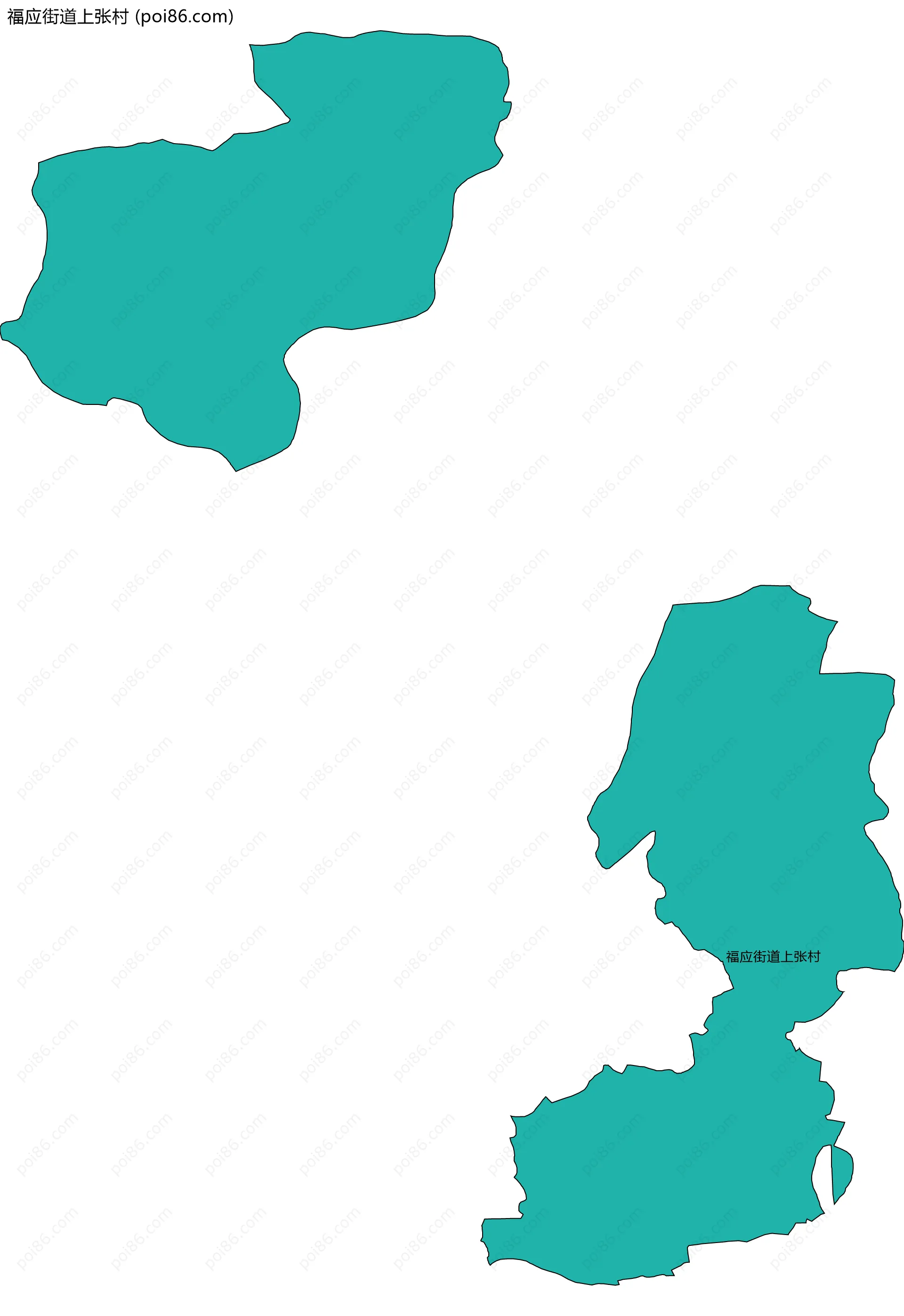 福应街道上张村边界地图