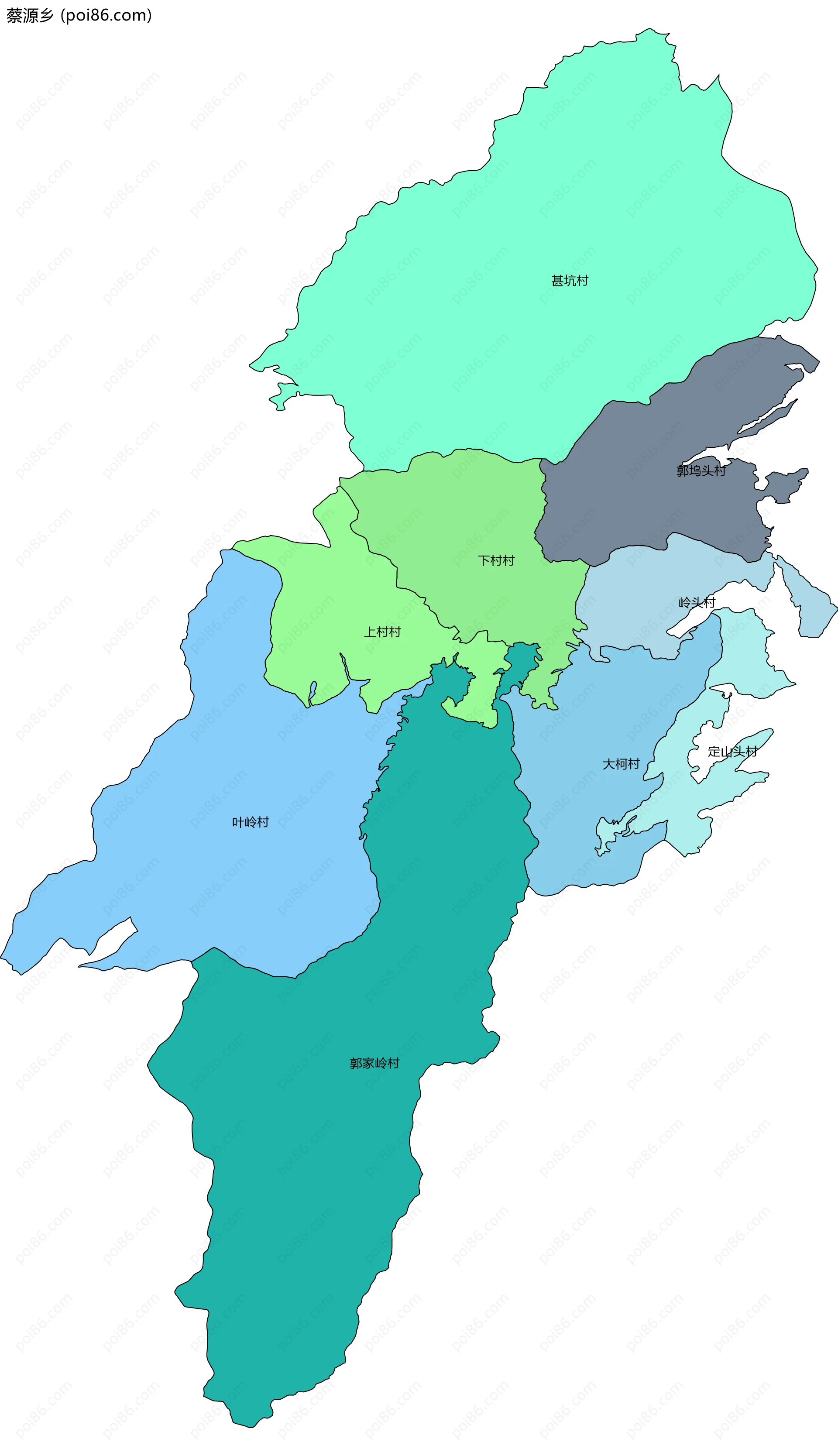 蔡源乡边界地图(五级行政区划)