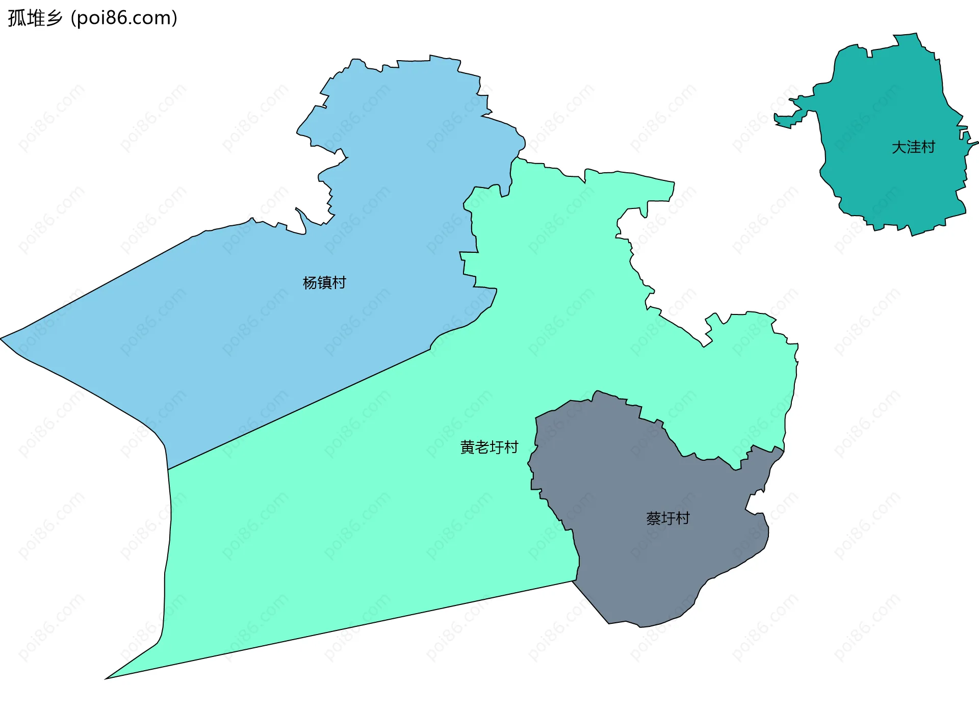 孤堆乡边界地图(五级行政区划)