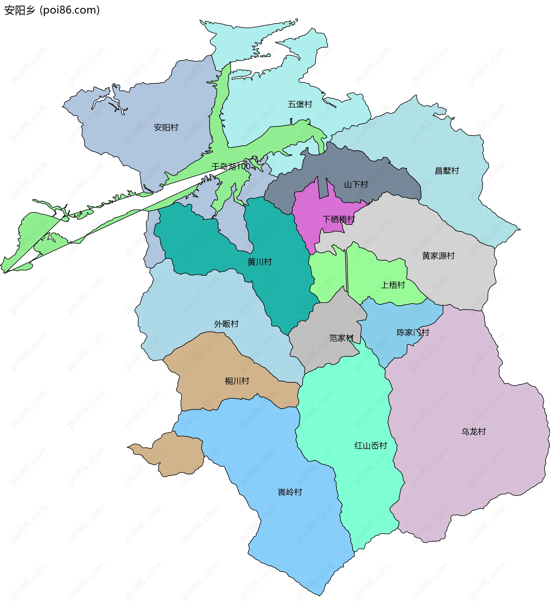 安阳乡边界地图(五级行政区划)