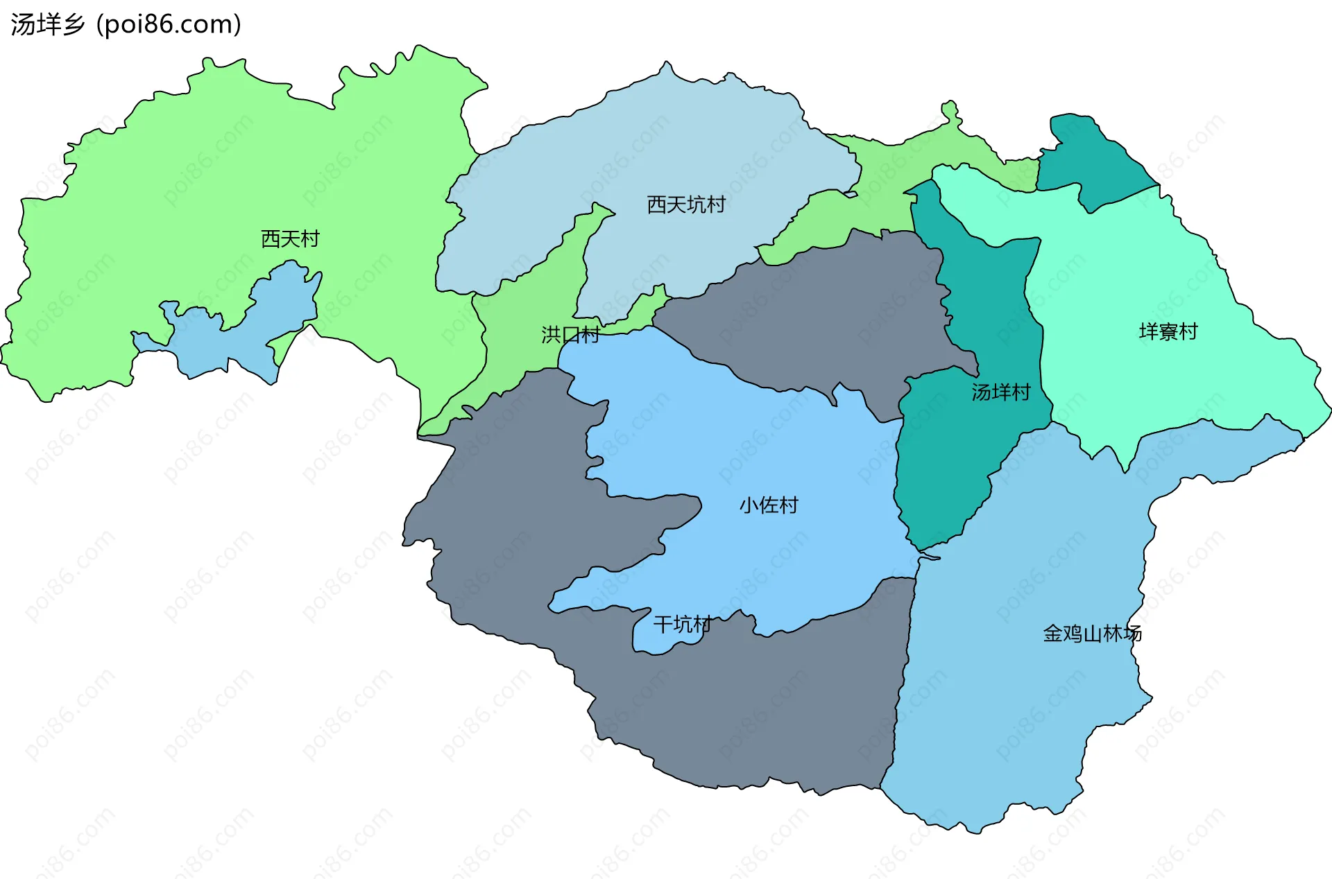 汤垟乡边界地图(五级行政区划)