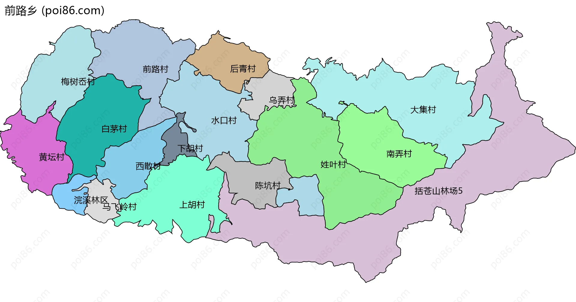 前路乡边界地图(五级行政区划)
