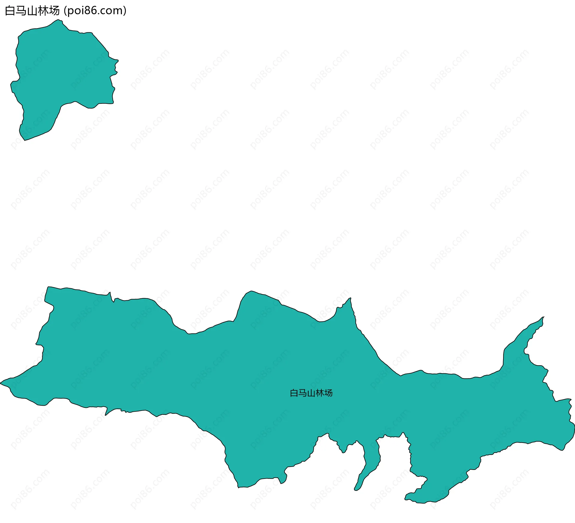 白马山林场边界地图(五级行政区划)