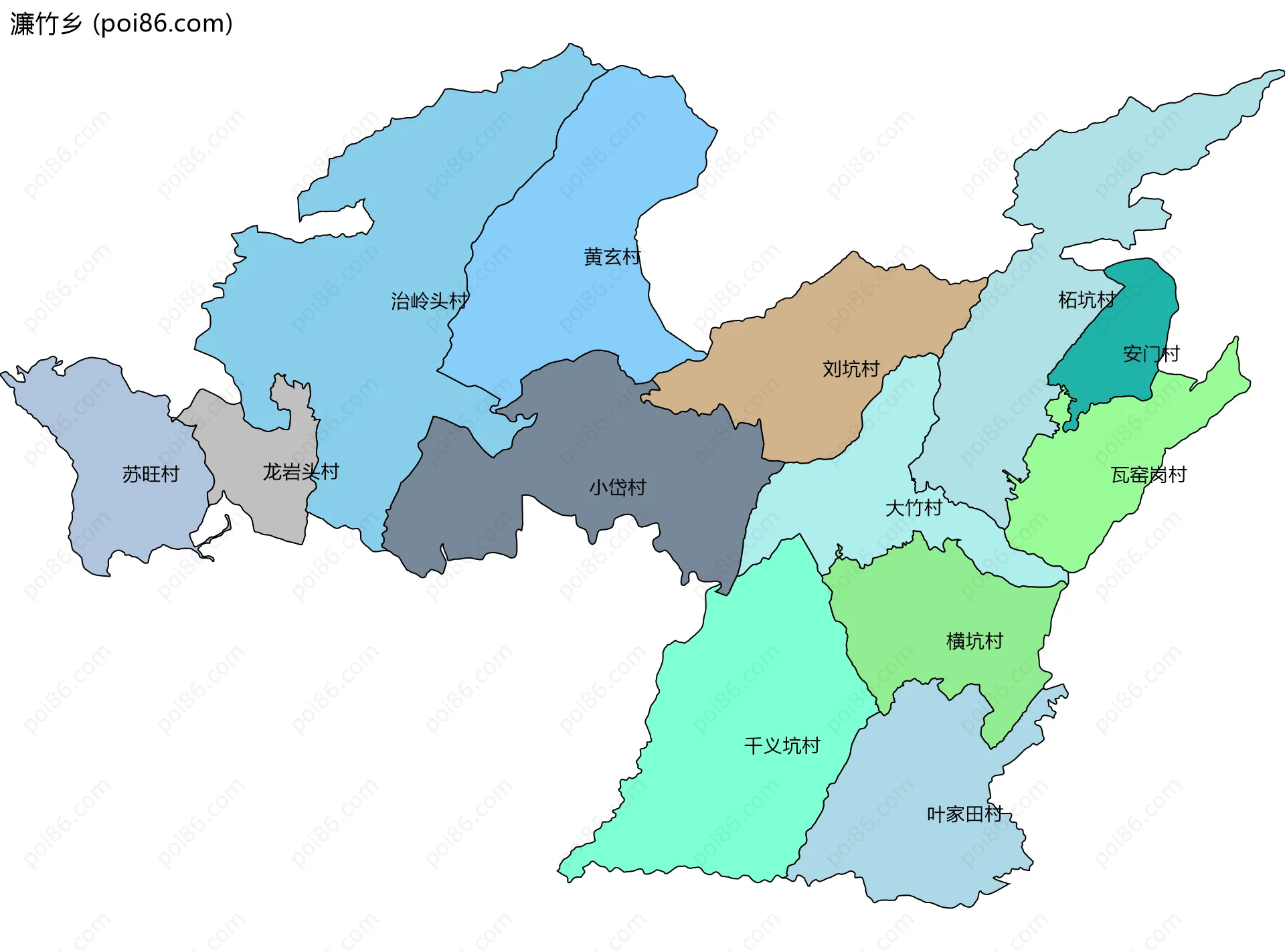 濂竹乡边界地图(五级行政区划)