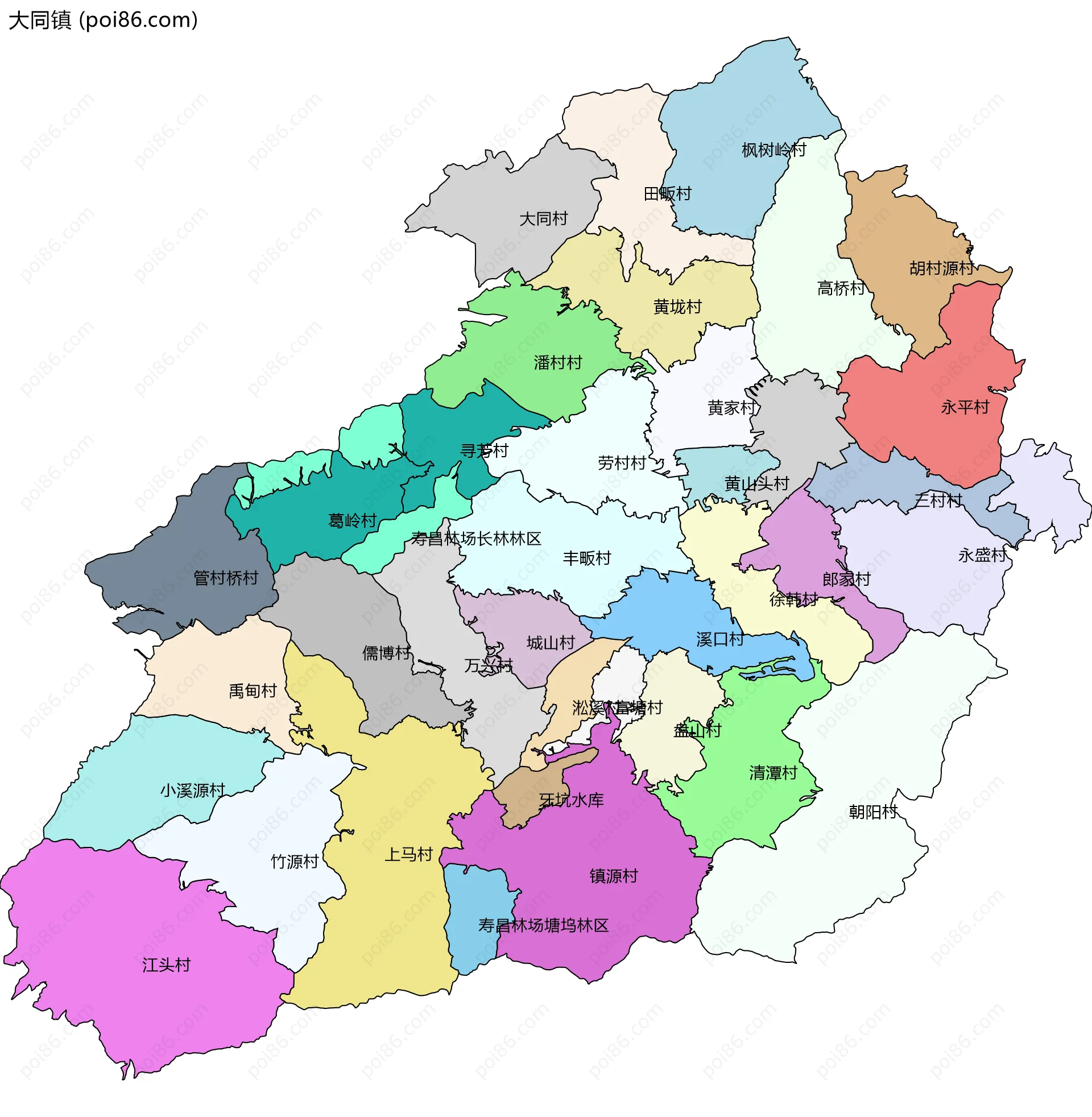 大同镇边界地图(五级行政区划)