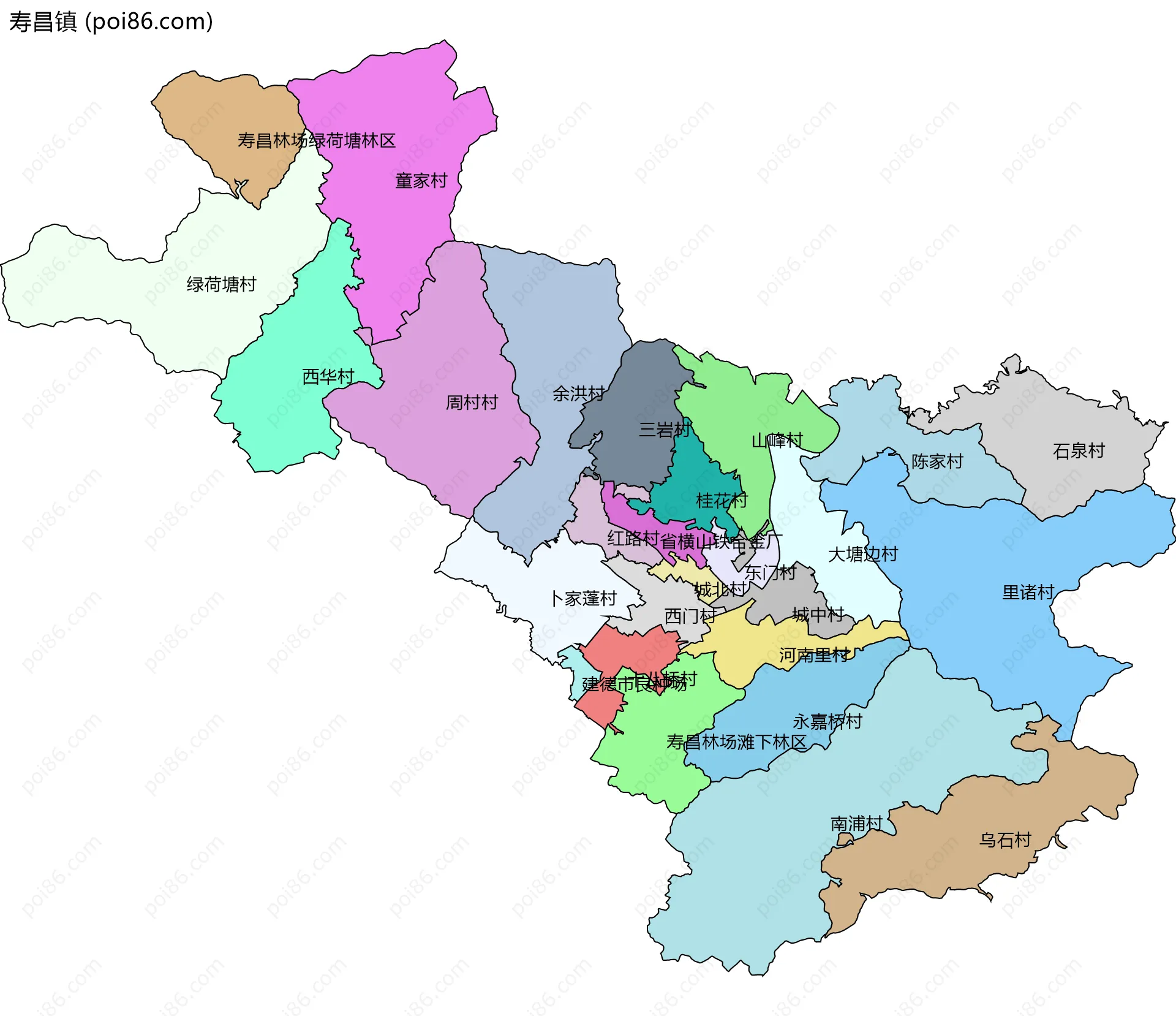 寿昌镇边界地图(五级行政区划)