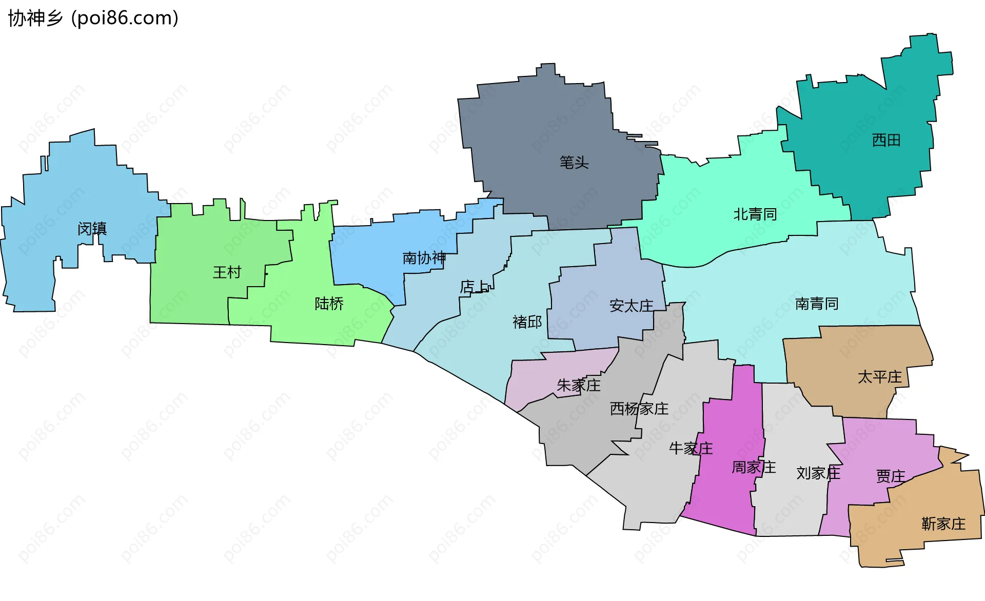 协神乡边界地图(五级行政区划)