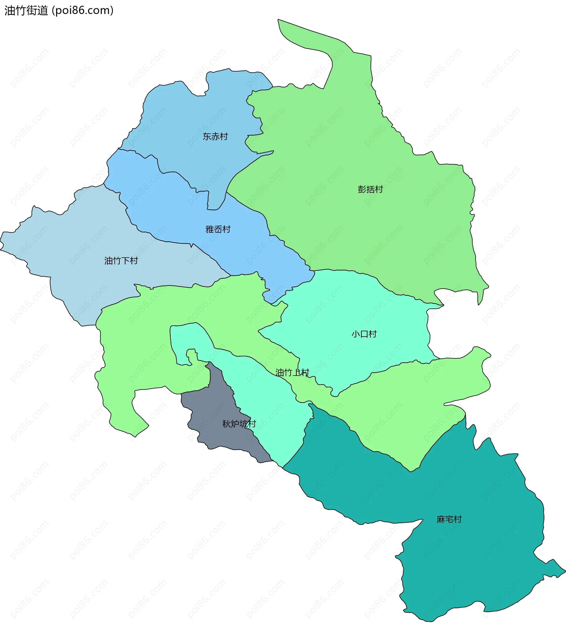 油竹街道边界地图(五级行政区划)
