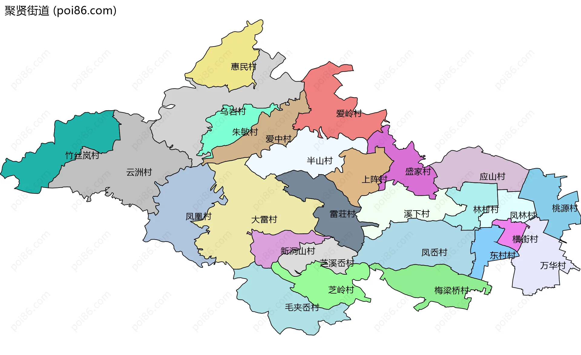 聚贤街道边界地图(五级行政区划)