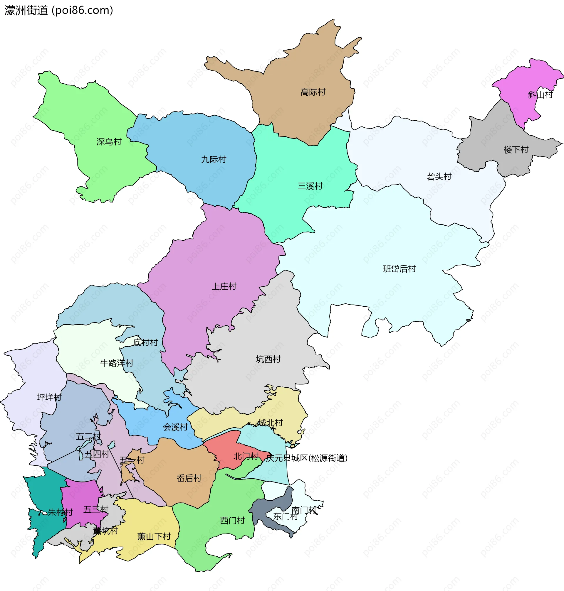 濛洲街道边界地图(五级行政区划)