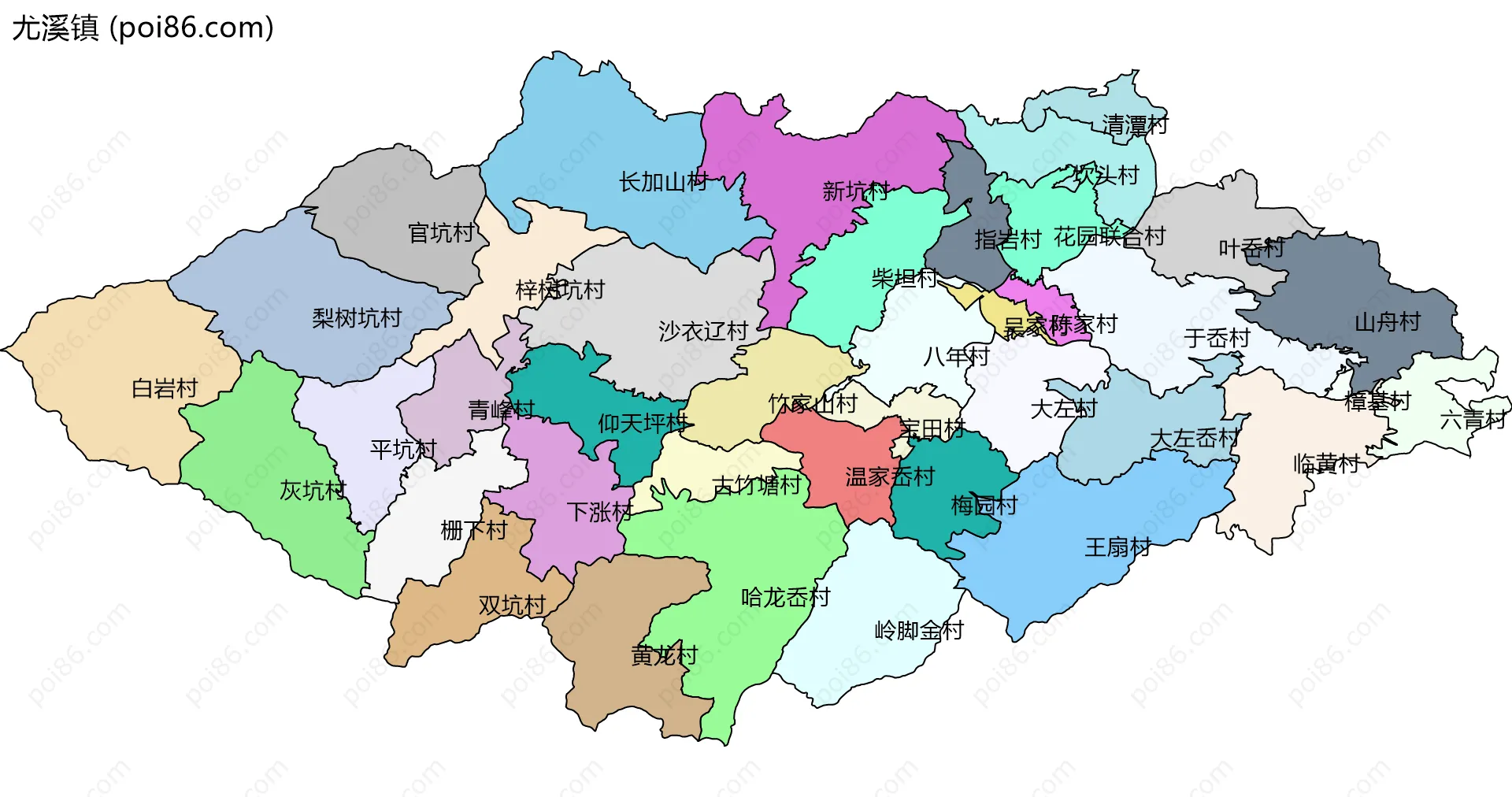 尤溪镇边界地图(五级行政区划)