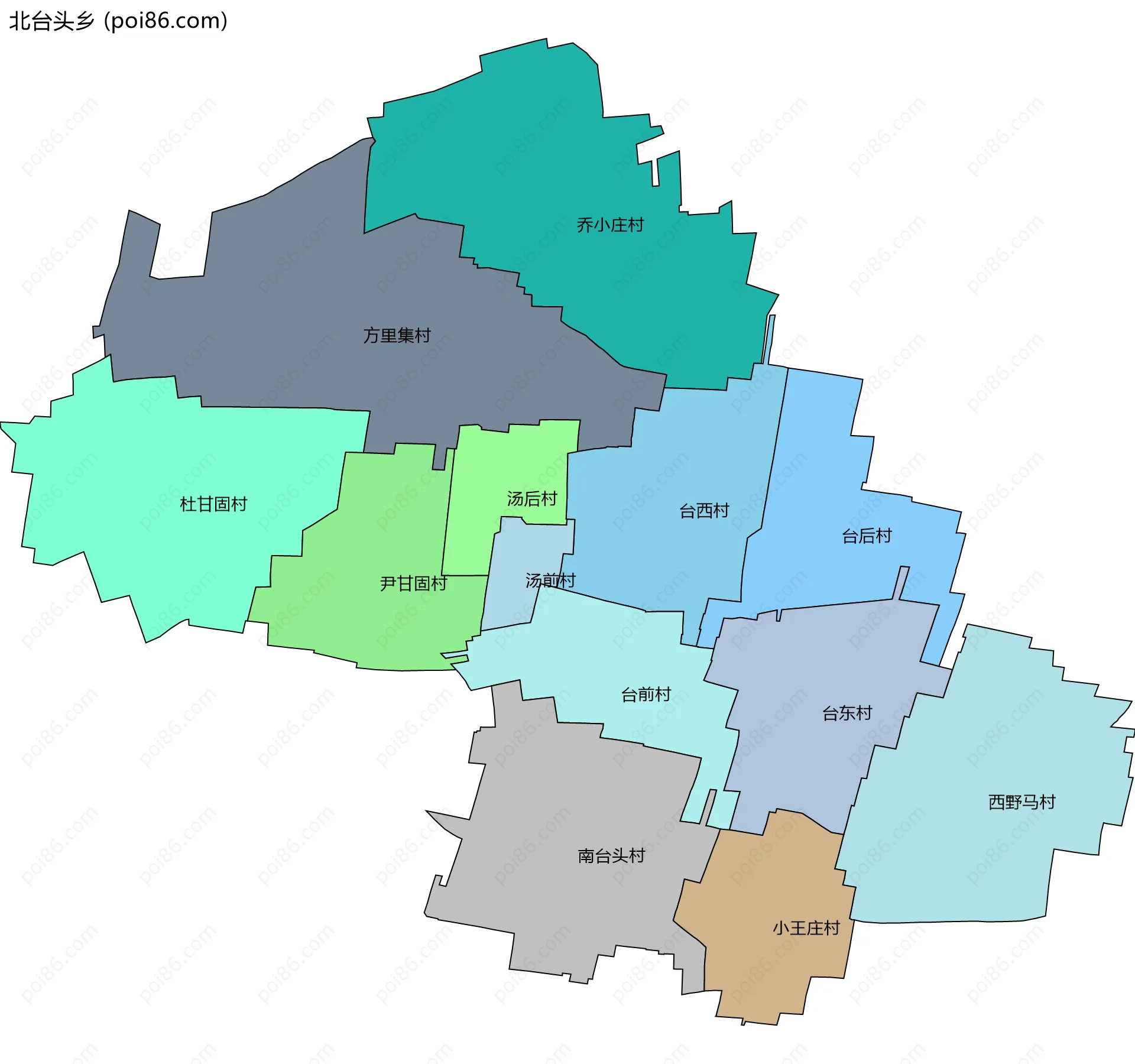 北台头乡边界地图(五级行政区划)