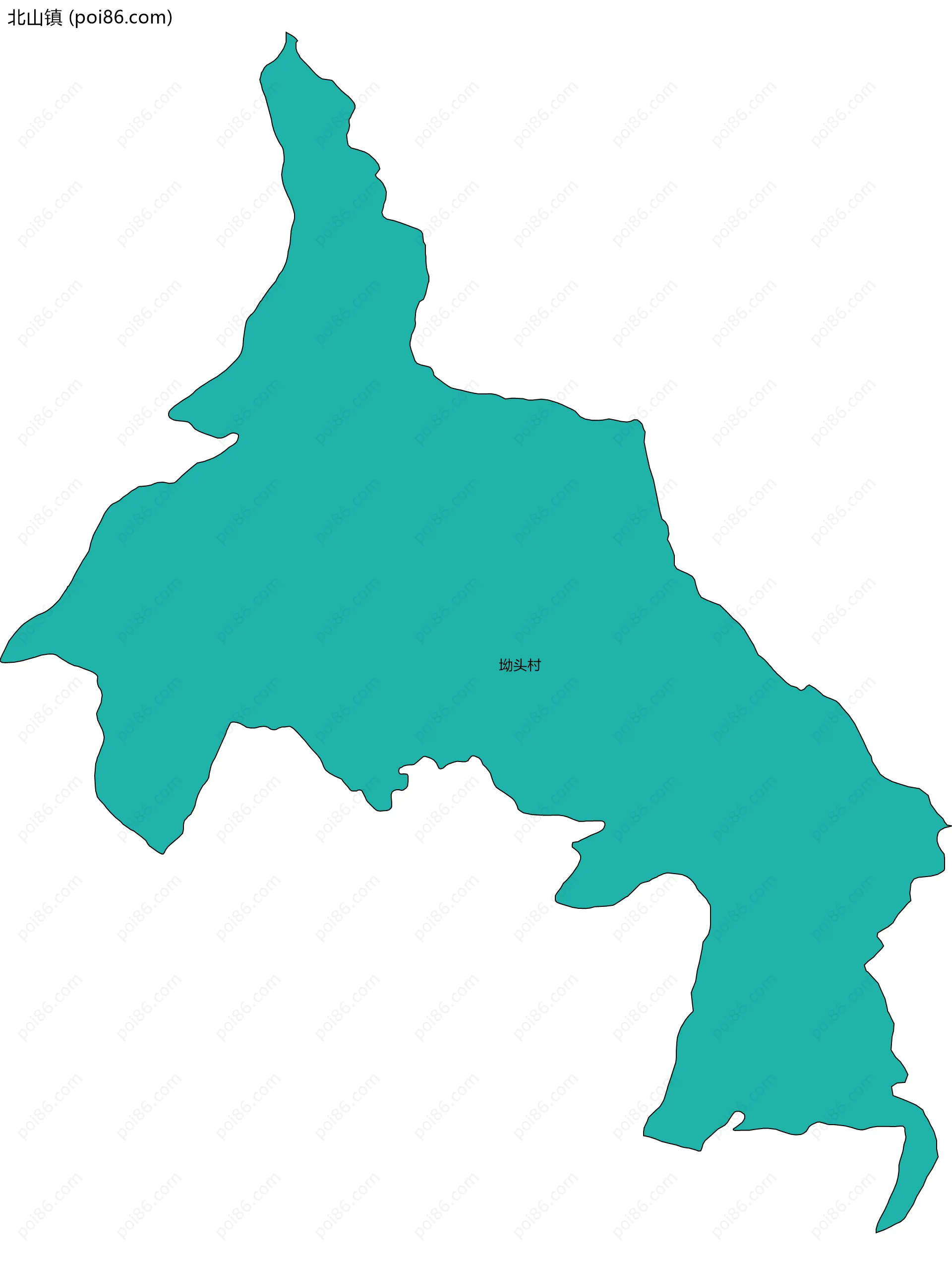 北山镇边界地图(五级行政区划)