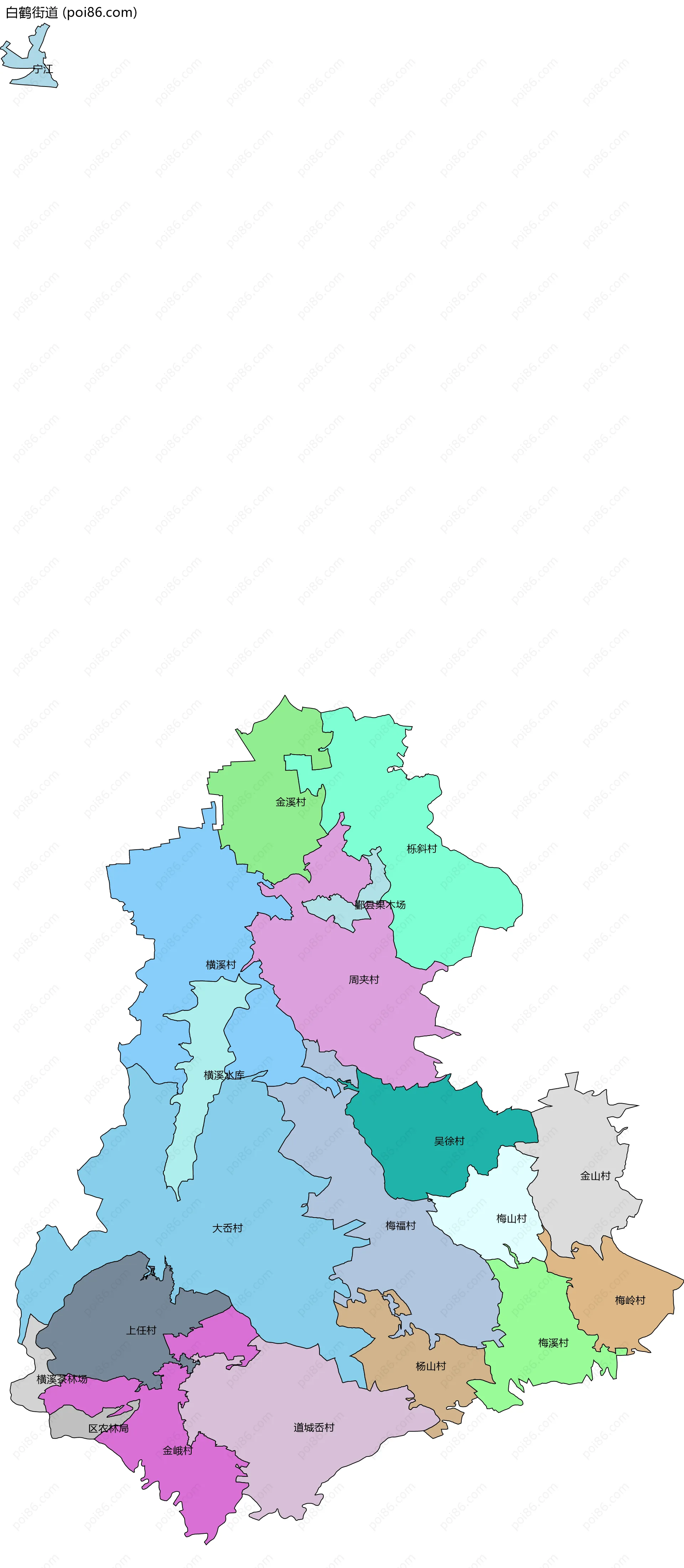 白鹤街道边界地图(五级行政区划)