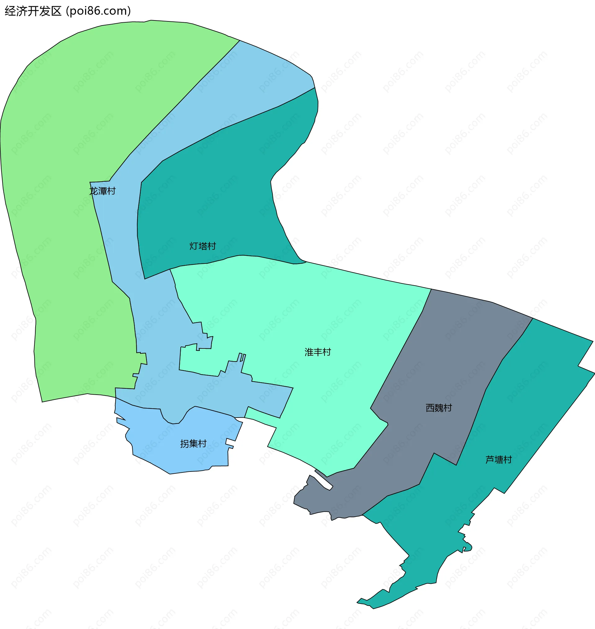 经济开发区边界地图(五级行政区划)