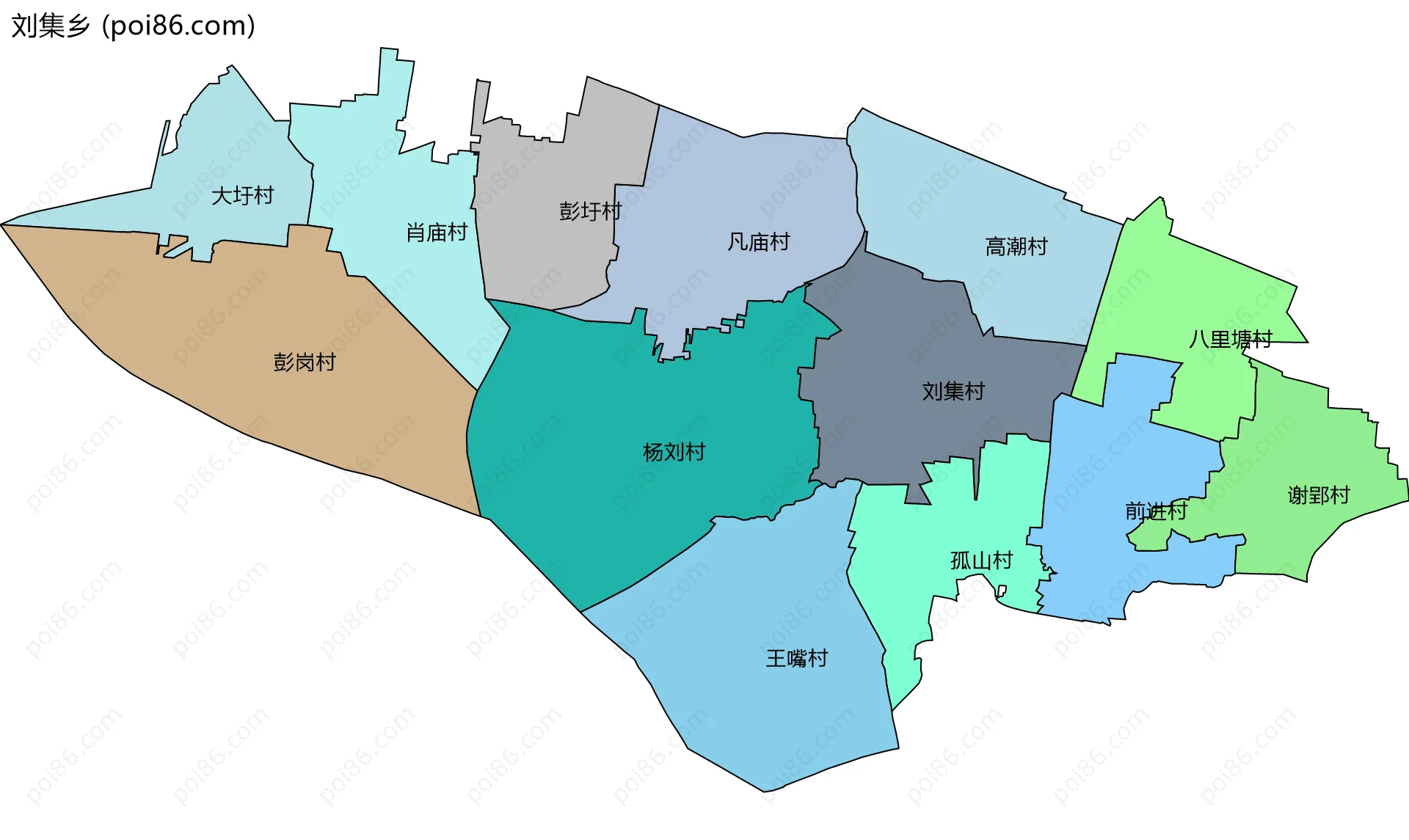 刘集乡边界地图(五级行政区划)