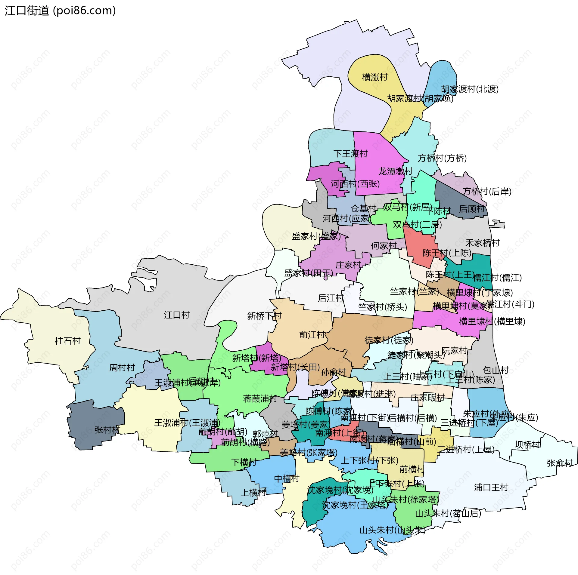 江口街道边界地图(五级行政区划)