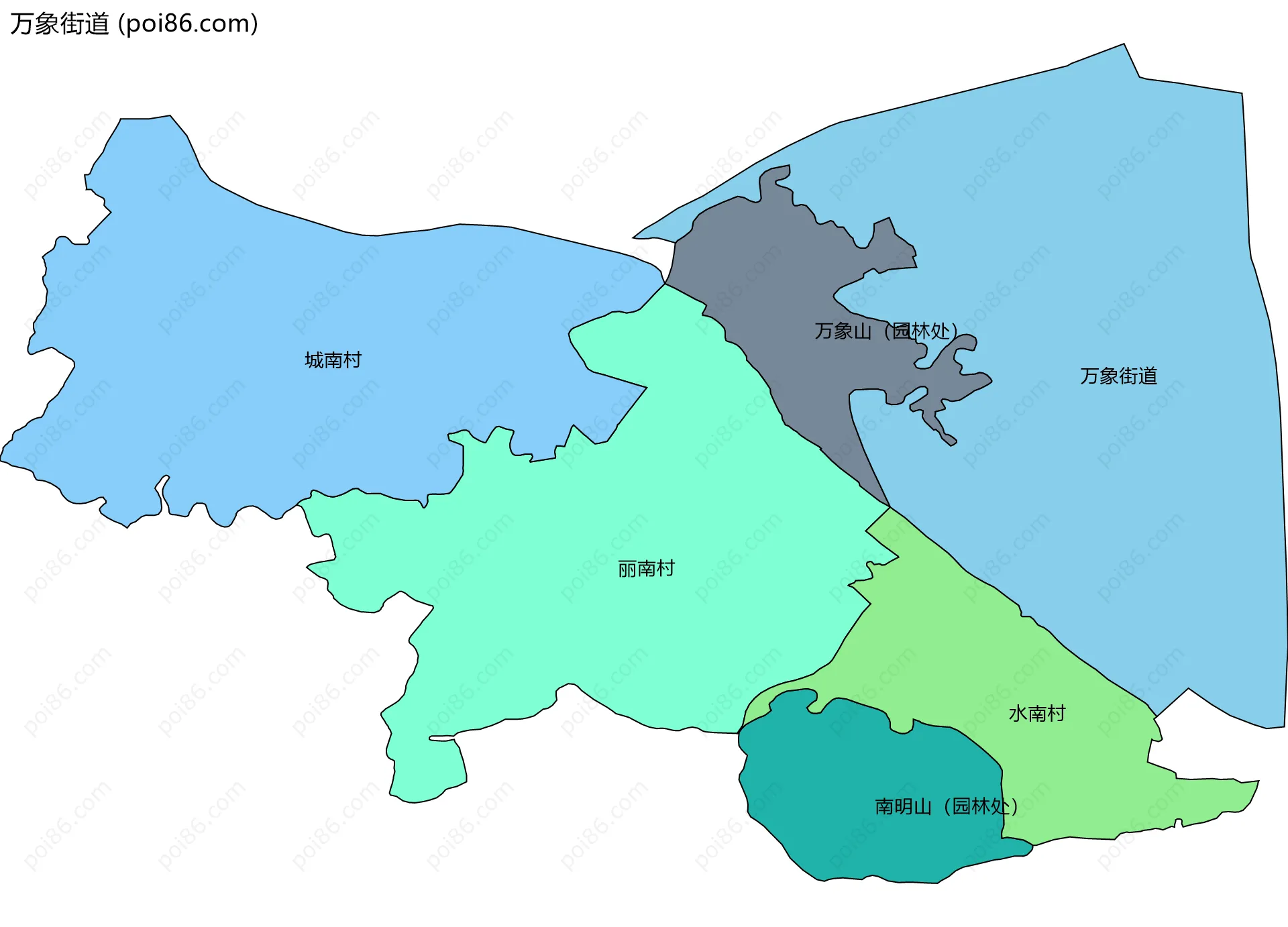 万象街道边界地图(五级行政区划)