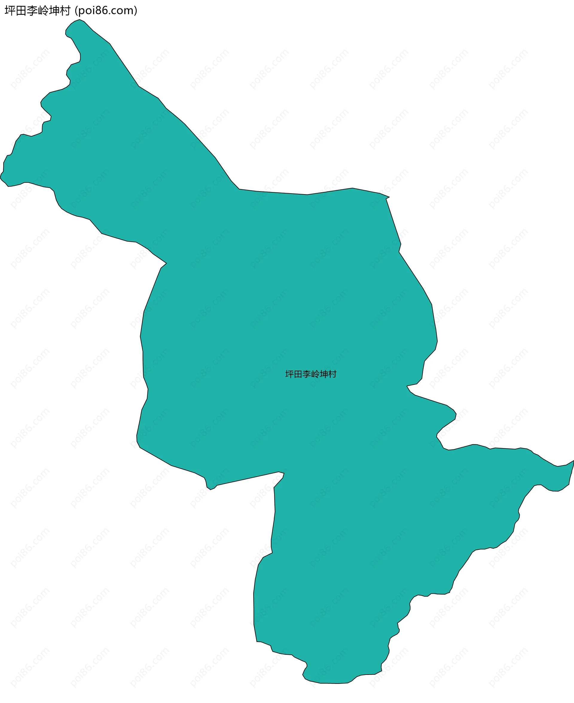 坪田李岭坤村边界地图