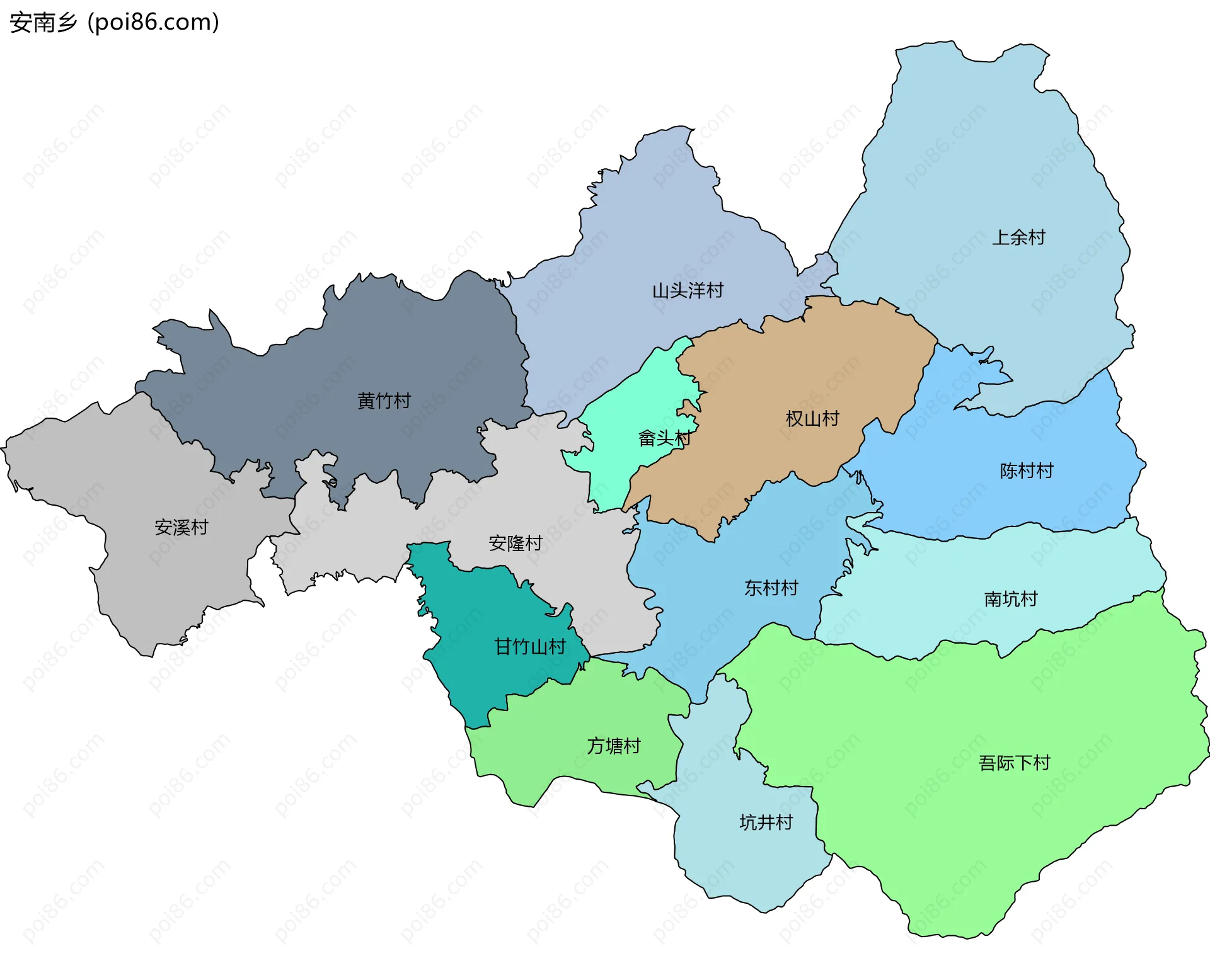 安南乡边界地图(五级行政区划)