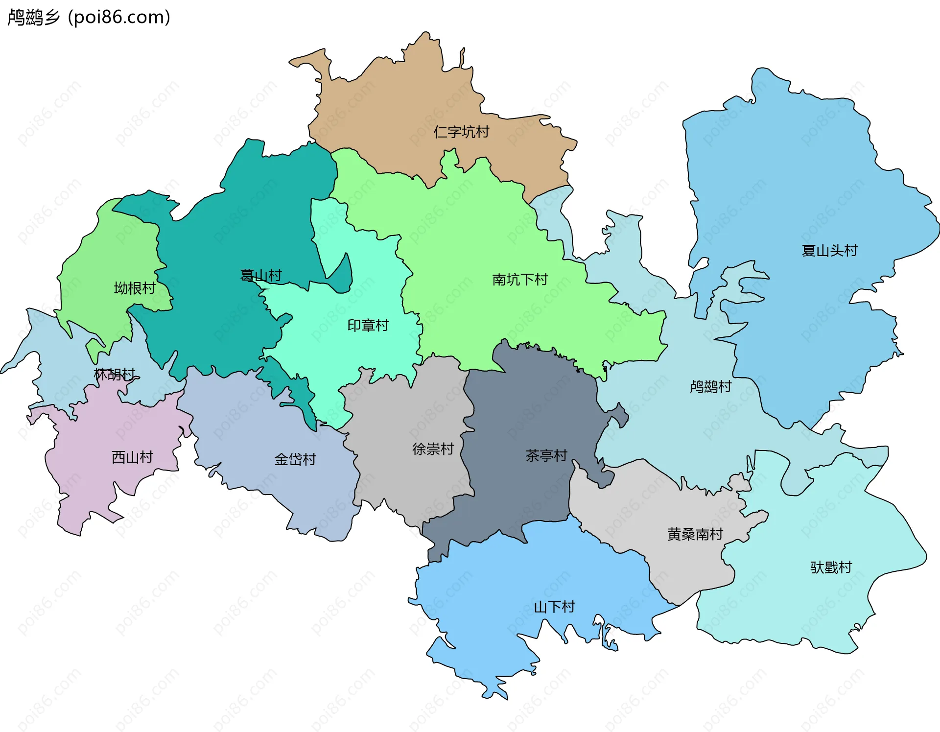 鸬鹚乡边界地图(五级行政区划)