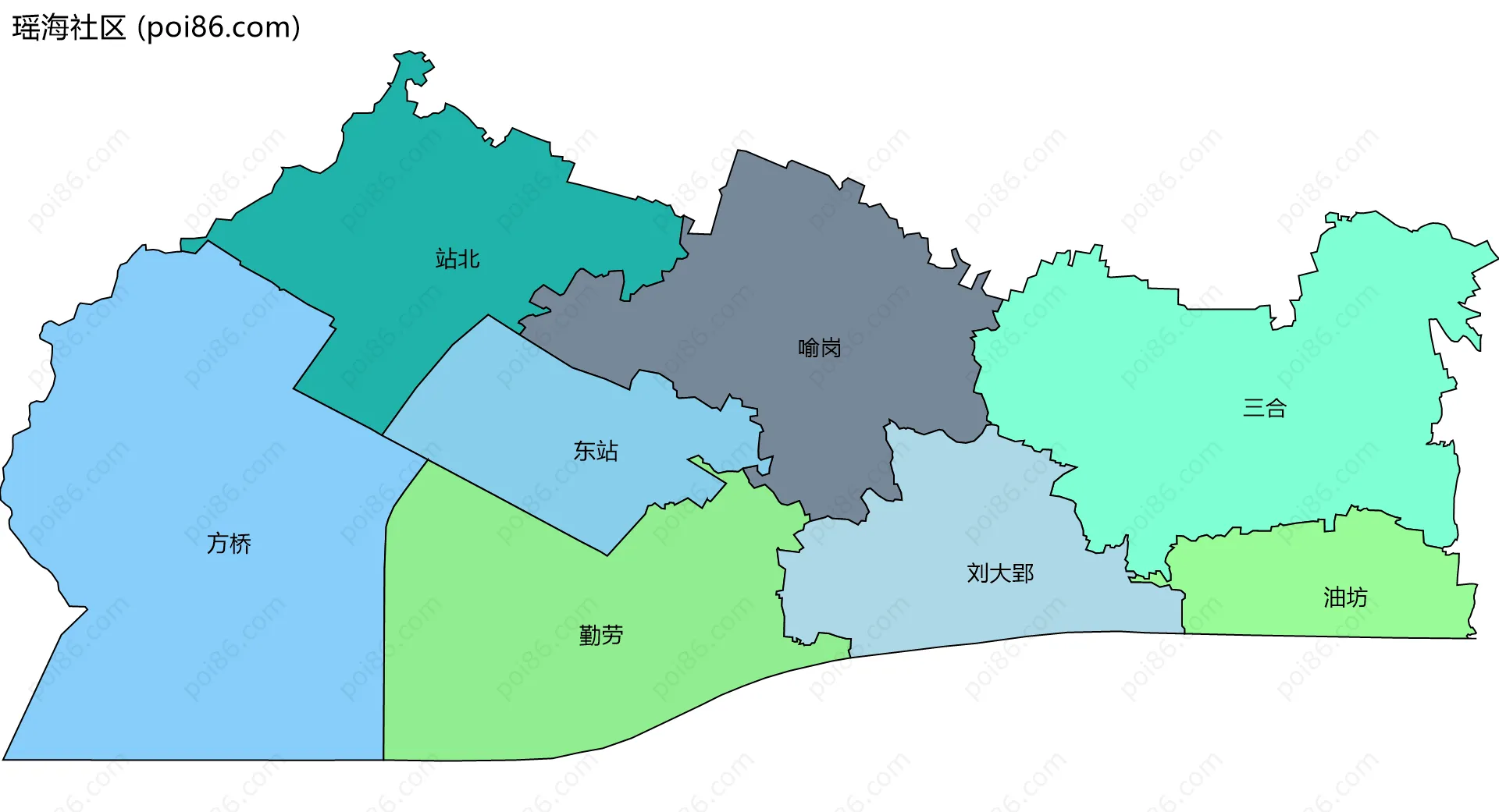 瑶海社区边界地图(五级行政区划)