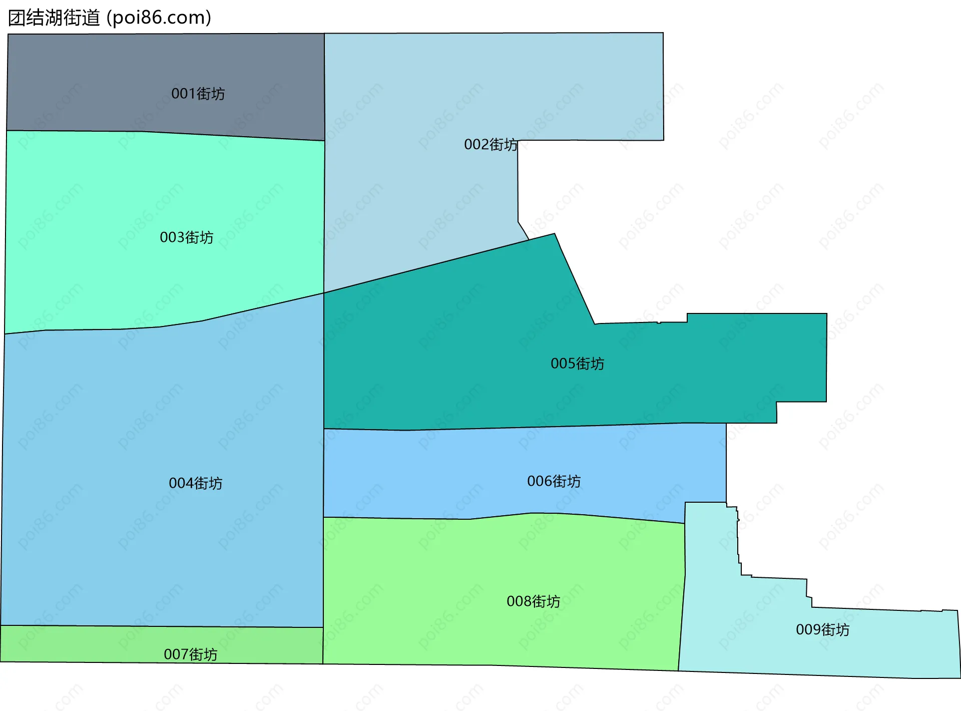 团结湖街道边界地图(五级行政区划)