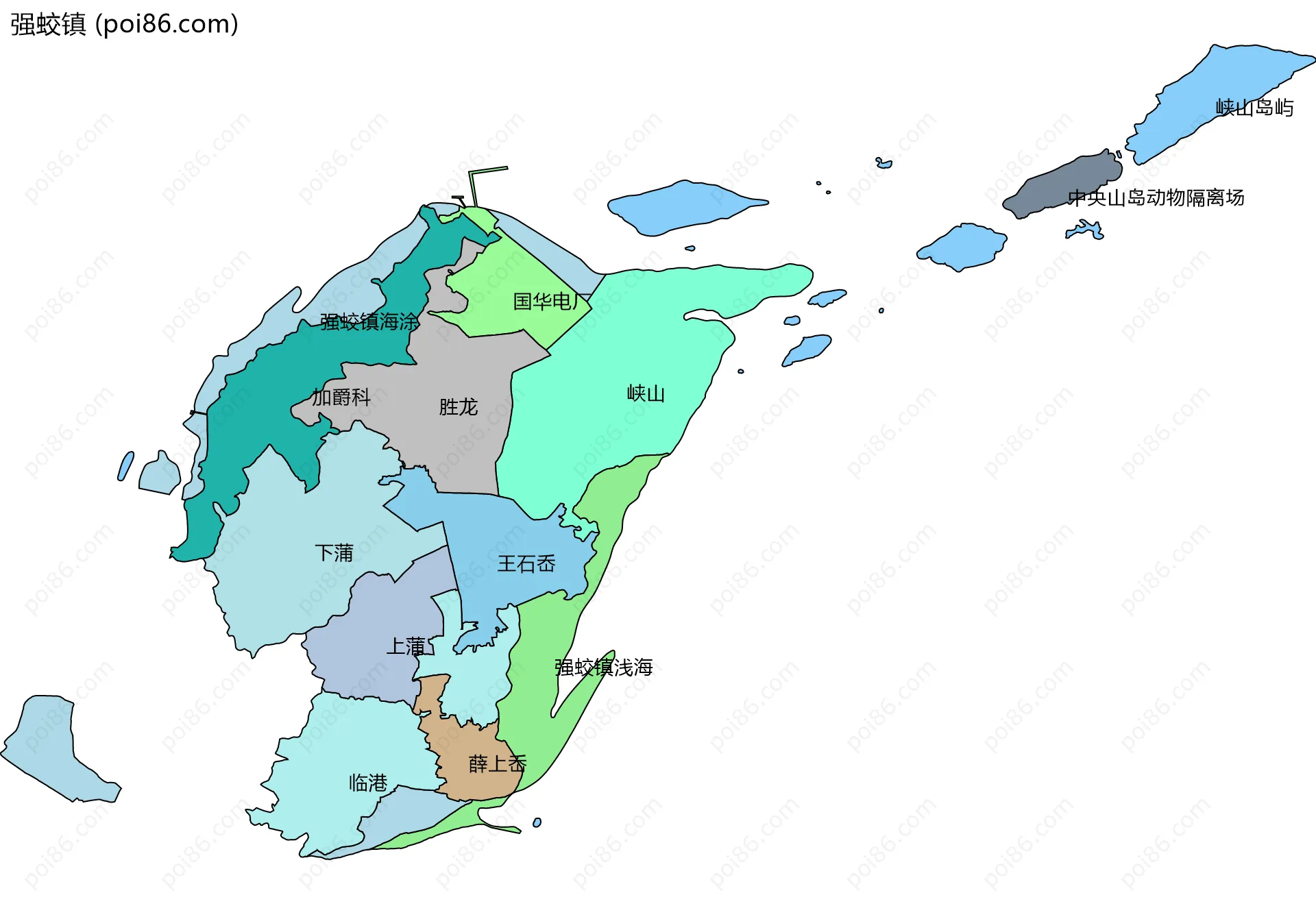 强蛟镇边界地图(五级行政区划)
