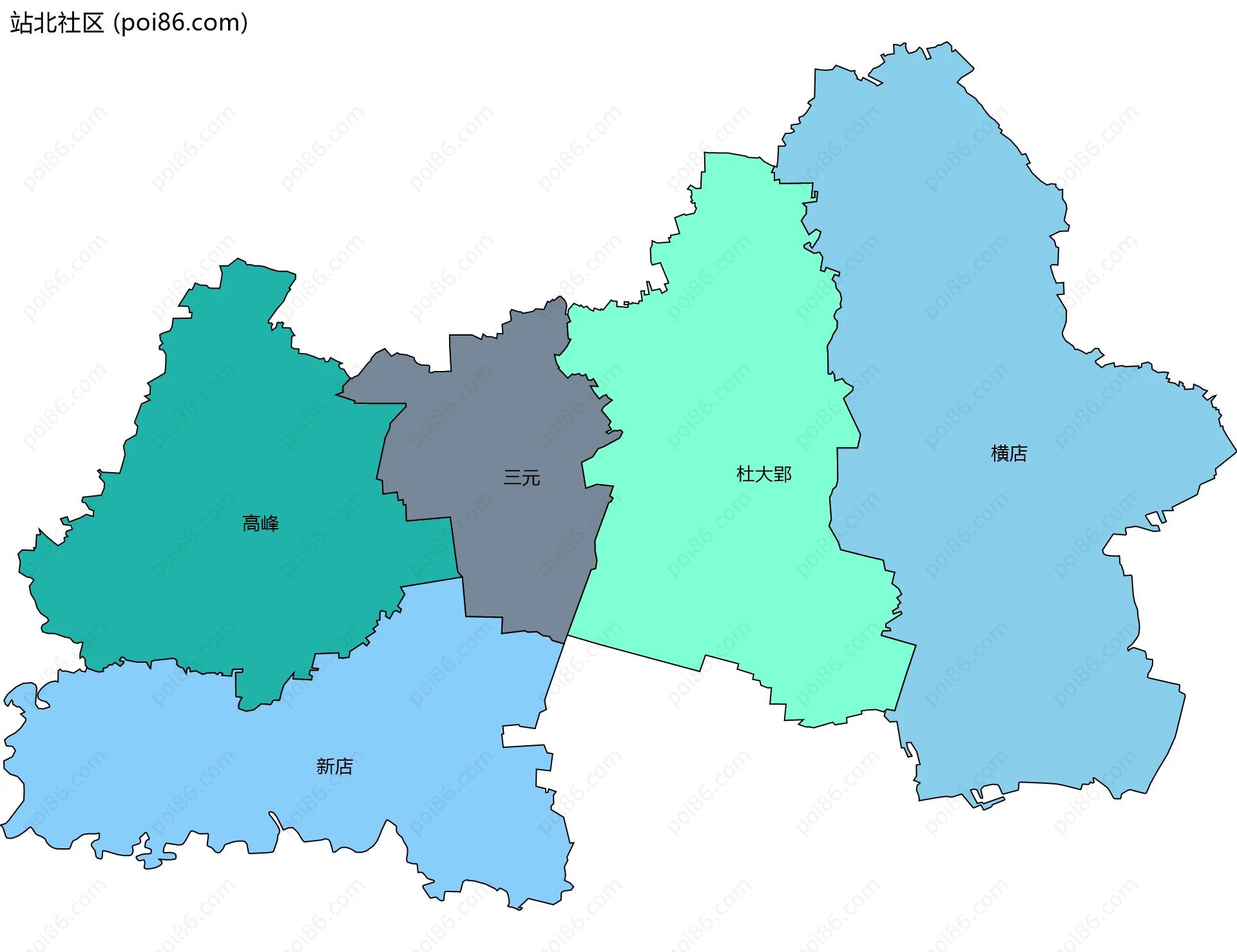 站北社区边界地图(五级行政区划)