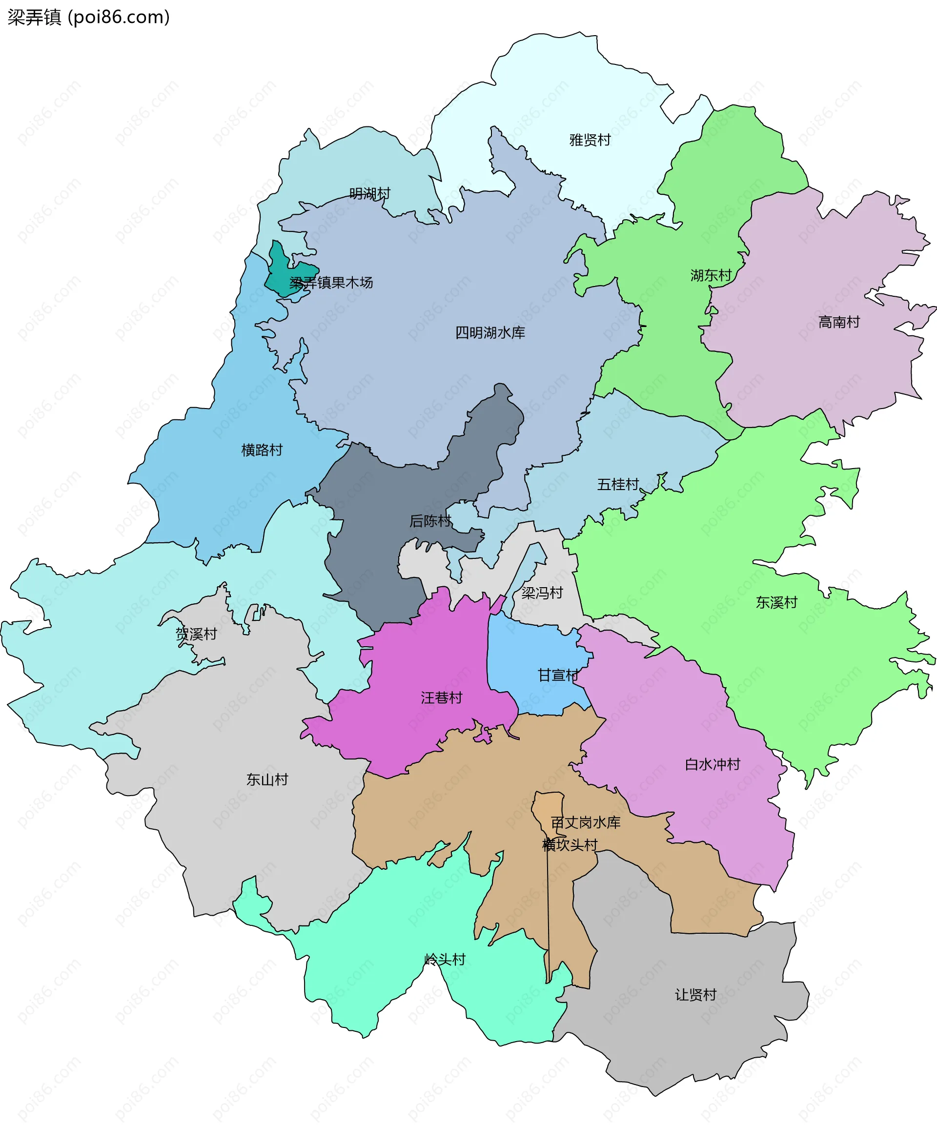 梁弄镇边界地图(五级行政区划)