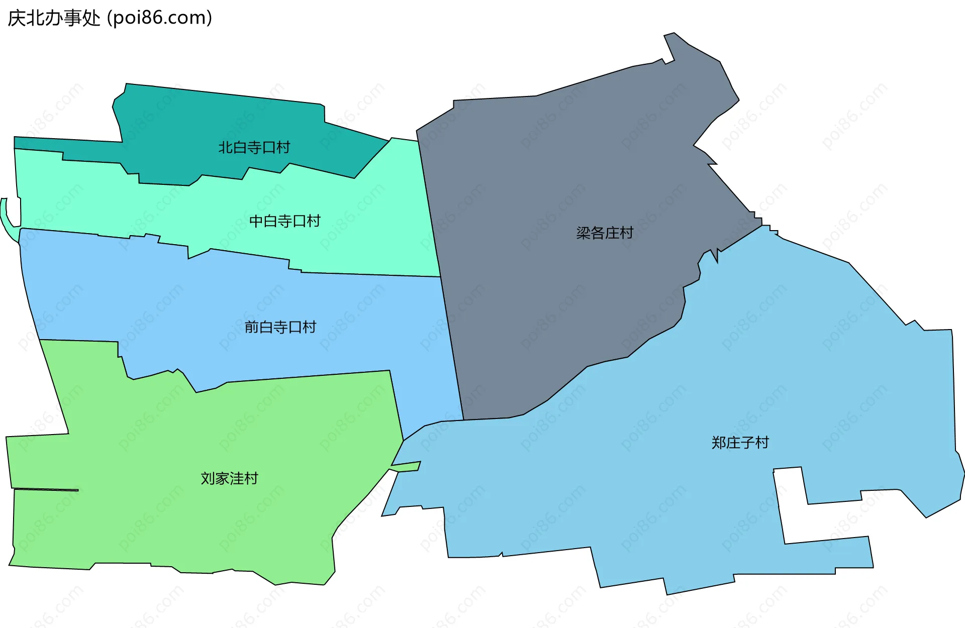 庆北办事处边界地图(五级行政区划)