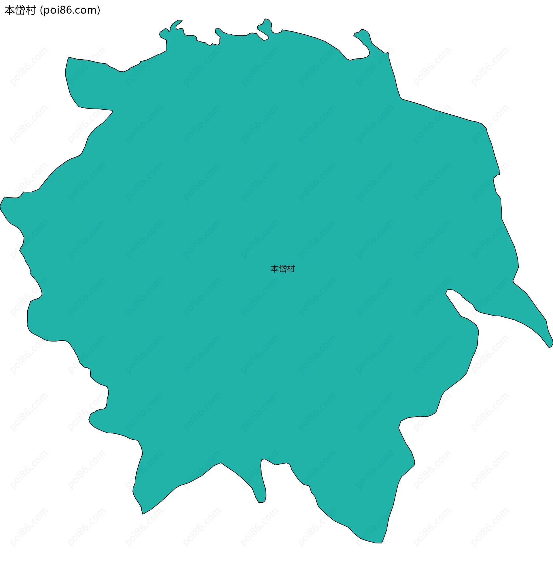 本岱村边界地图