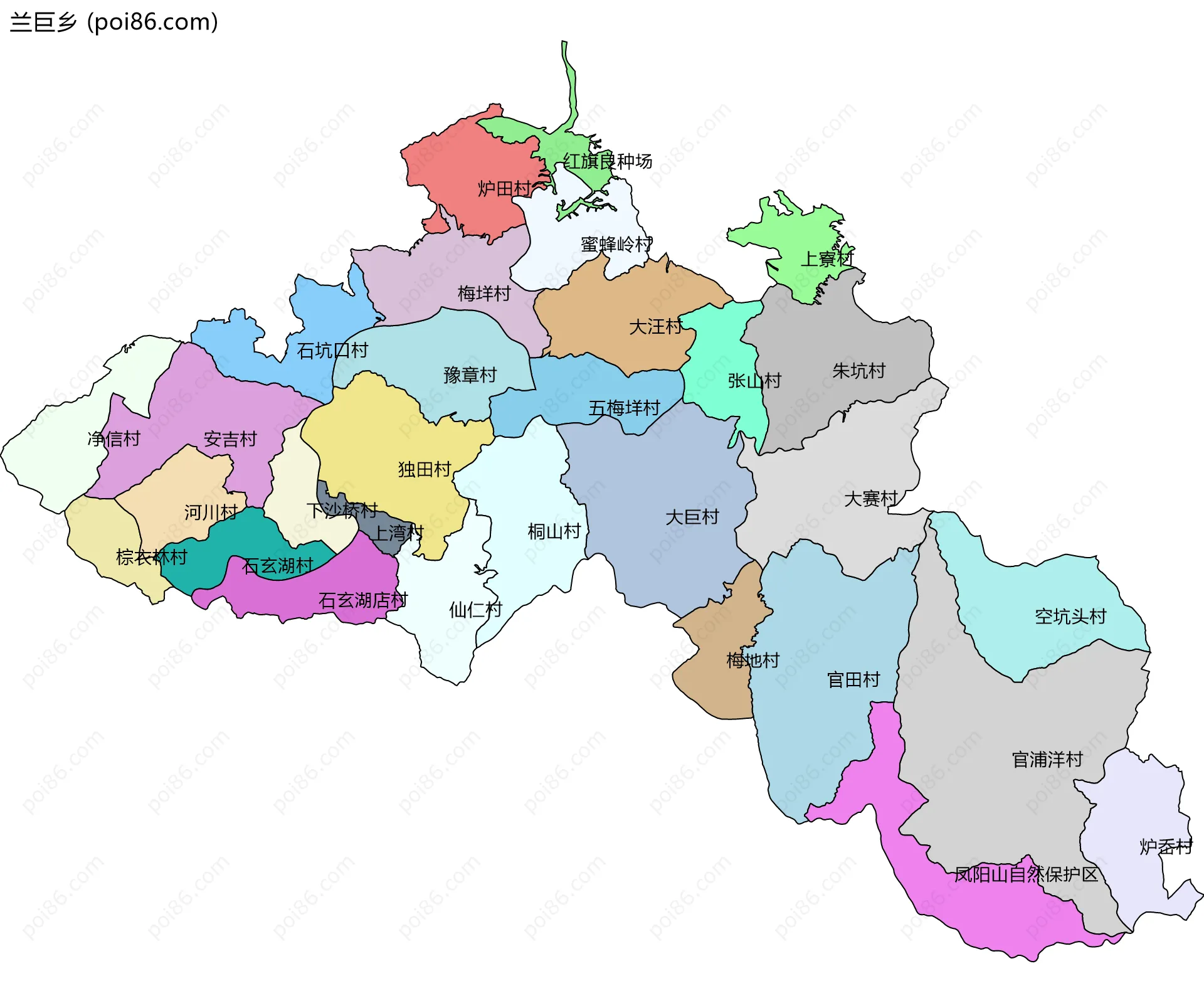 兰巨乡边界地图(五级行政区划)
