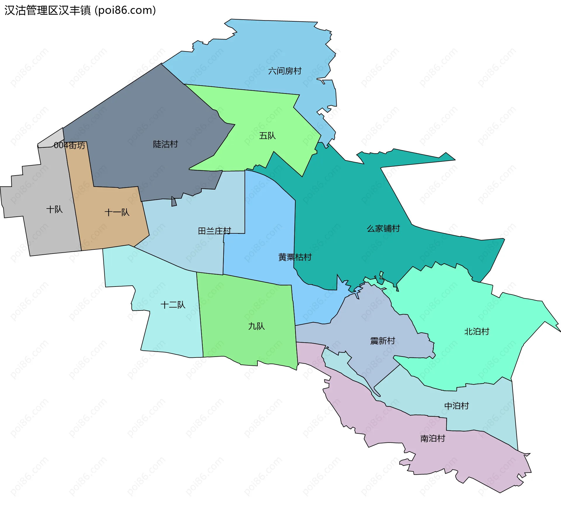 汉沽管理区汉丰镇边界地图(五级行政区划)