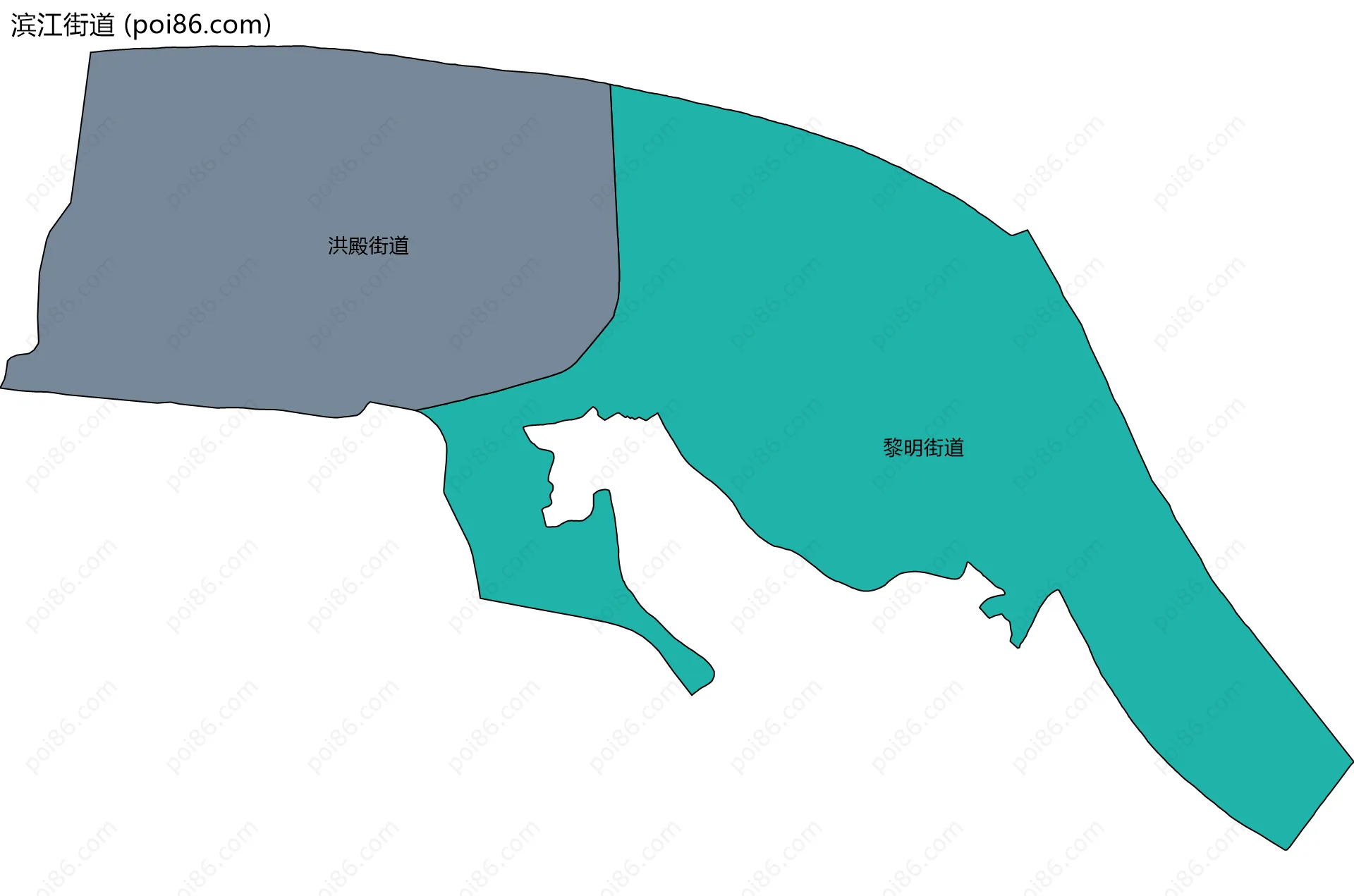 滨江街道边界地图(五级行政区划)