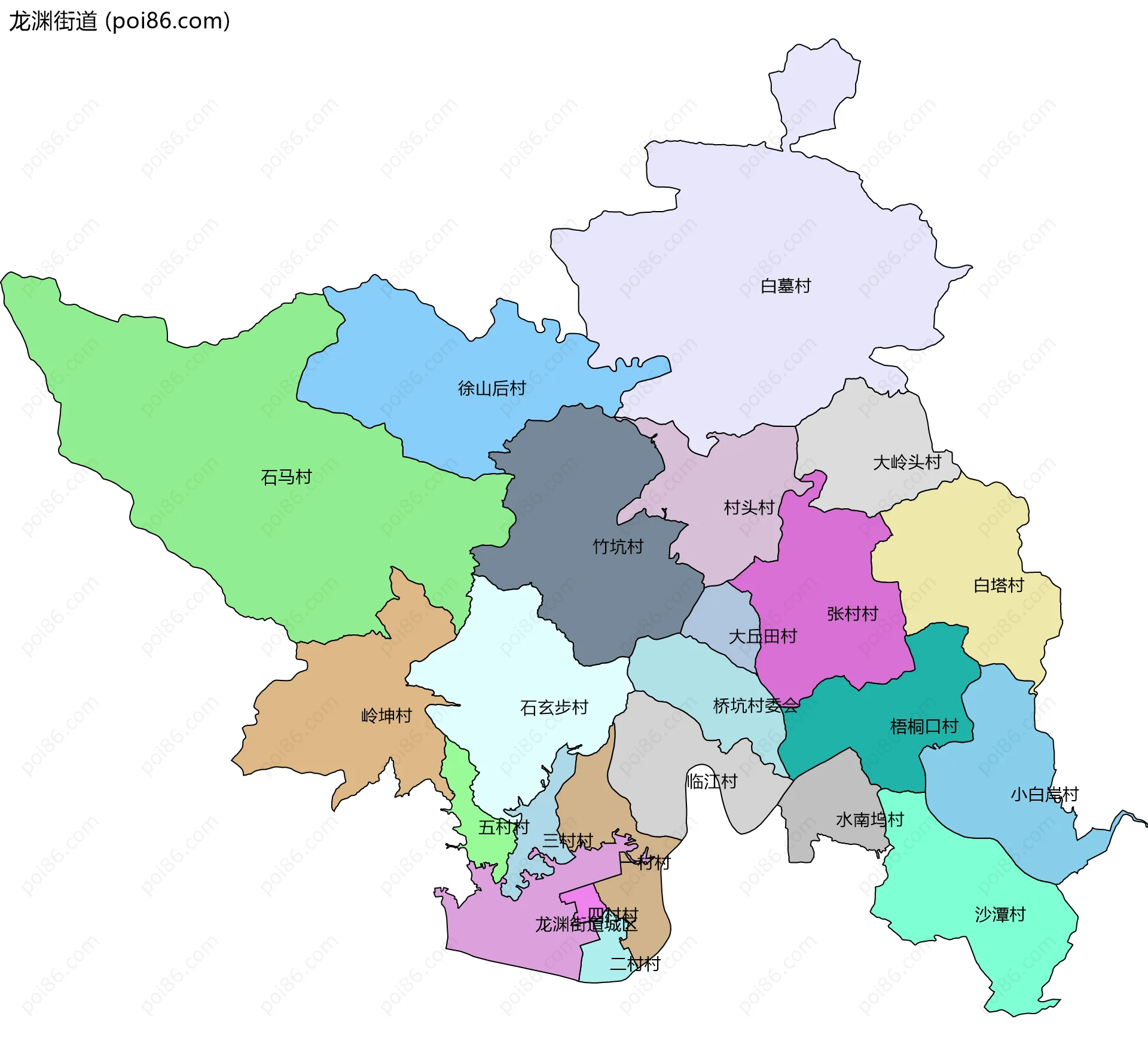 龙渊街道边界地图(五级行政区划)