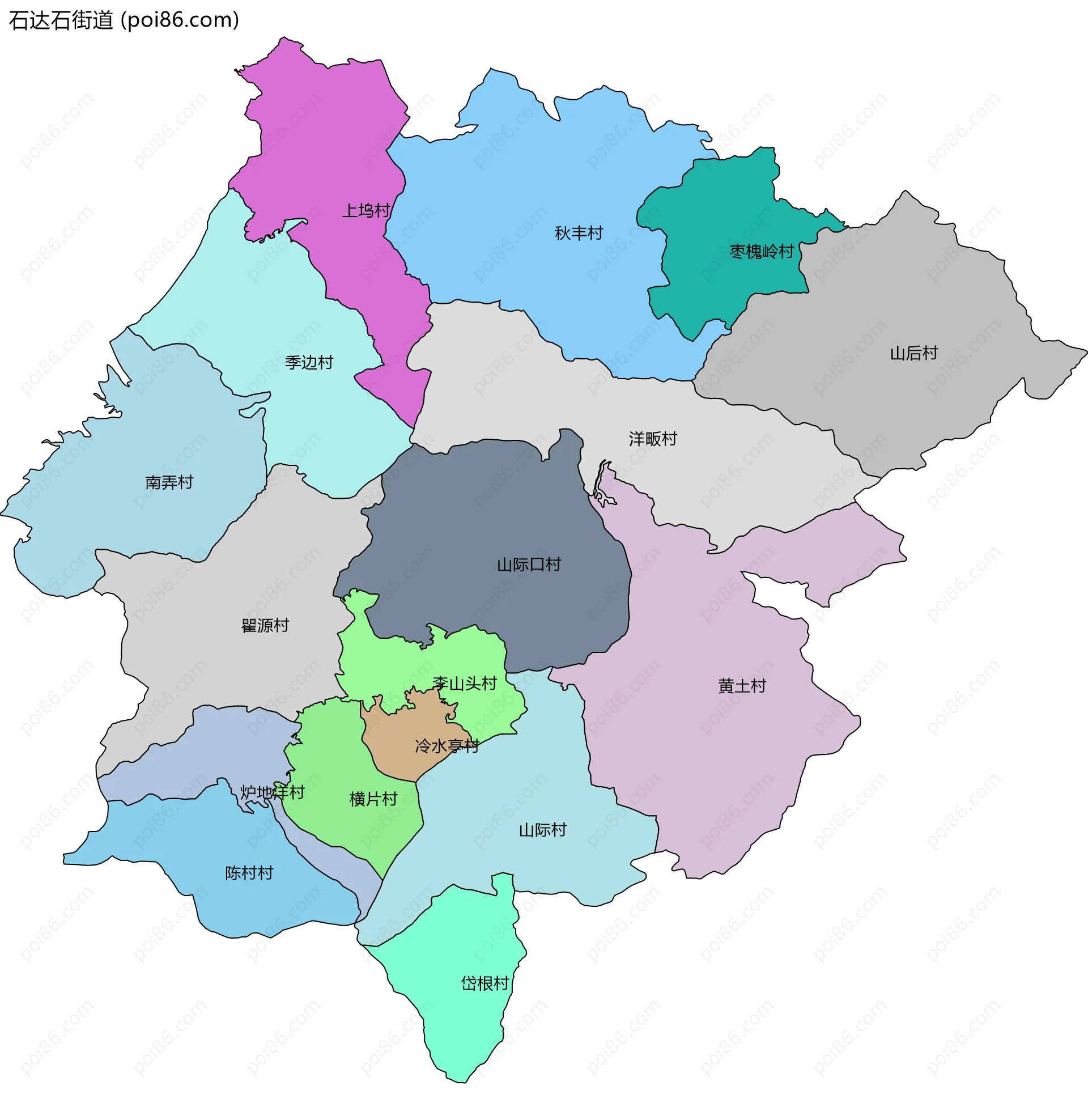 石达石街道边界地图(五级行政区划)